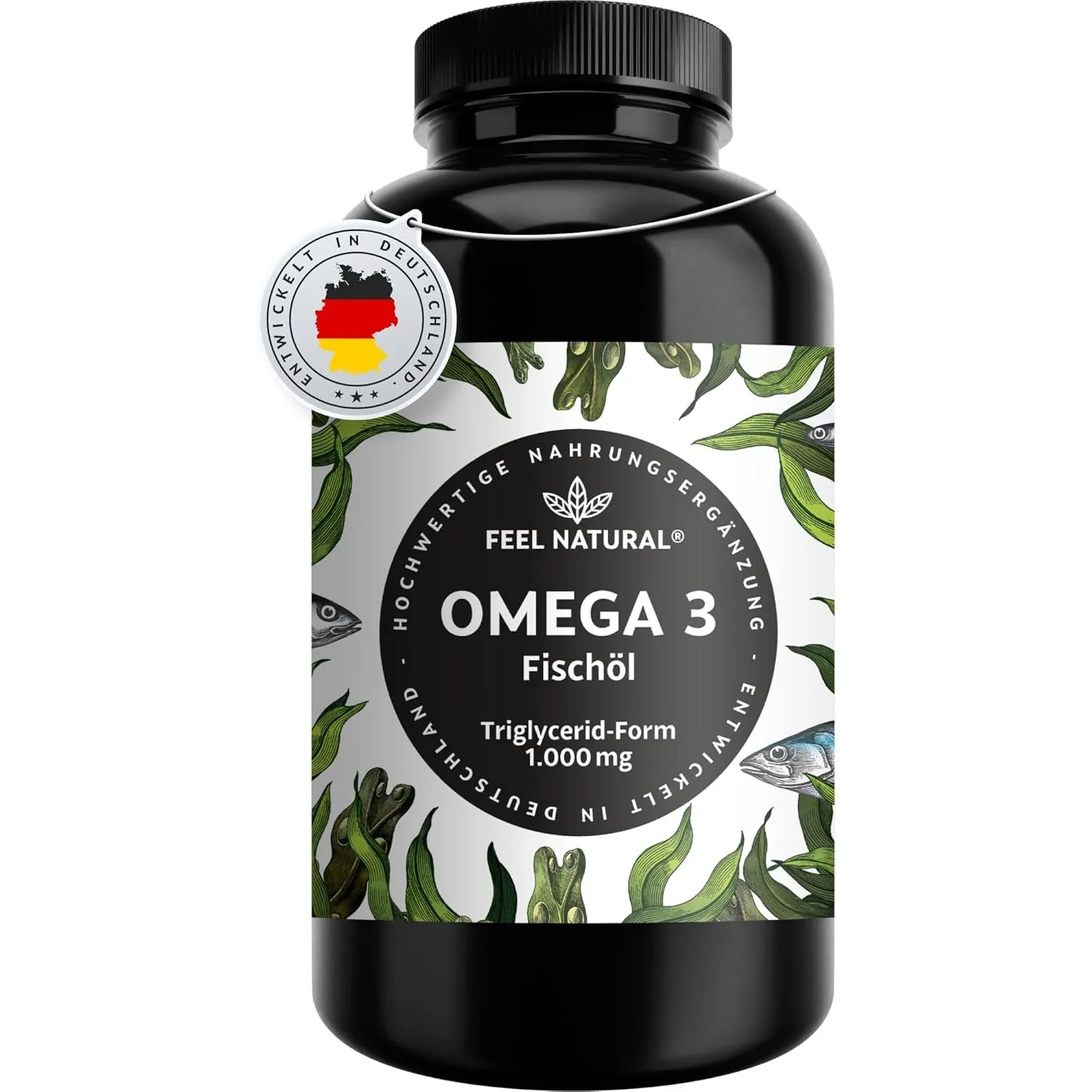 Omega 3 Kapseln hochdosiert - Jahresvorrat 365 Stück - Nur 1 Kapsel täglich - Essentielle Omega 3 Fettsäuren EPA & DHA …