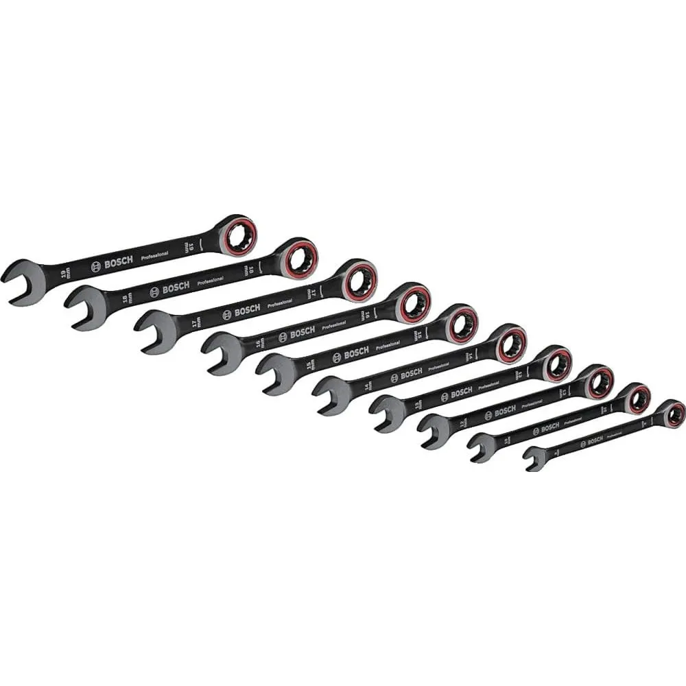 Bosch PRO Schraubenschlüssel Set 10tlg. (8/10/12/13/14/15/16/17/18/19 mm, Tasche) - Amazon Exclusive