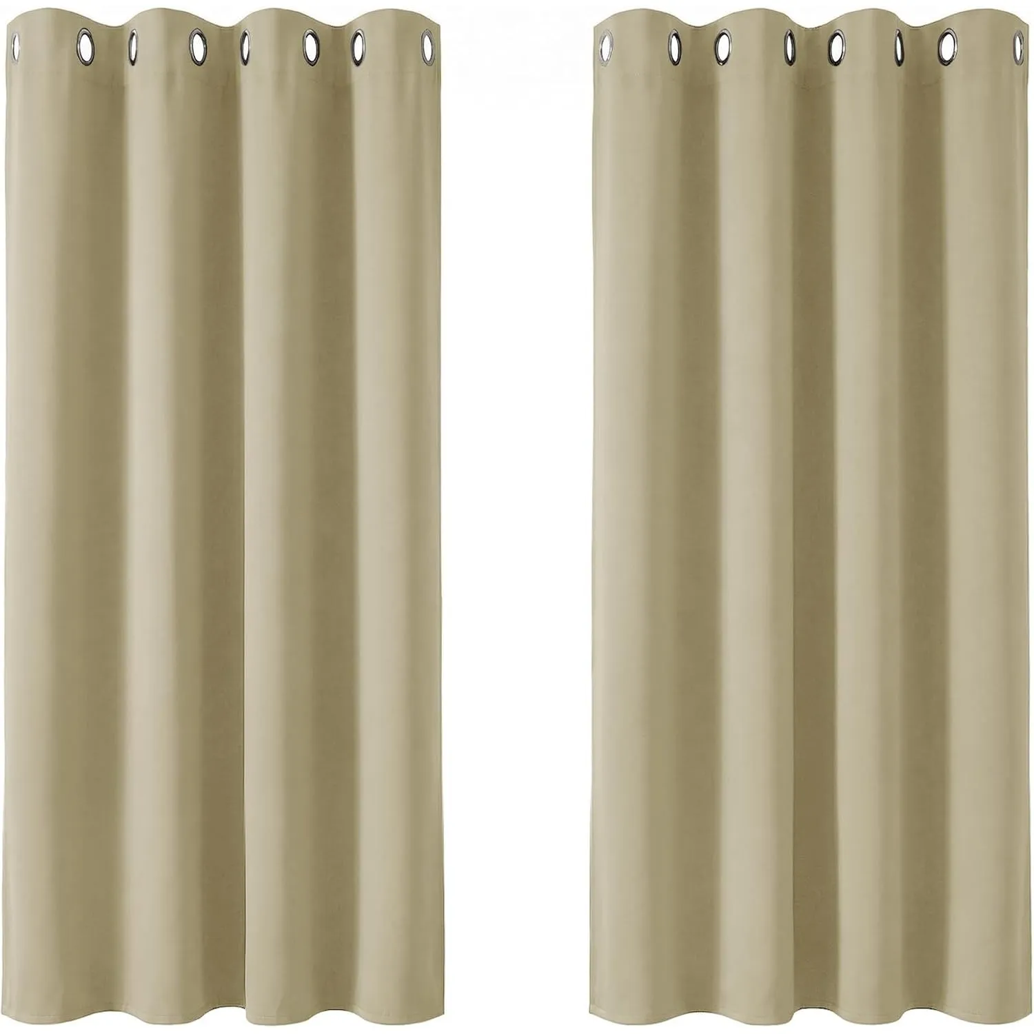 Deconovo Verdunkelungsgardinen mit Ösen Fenster Jugendzimmer Blickdicht, 138x132cm(HöhexBreite), Beige, 2er Set