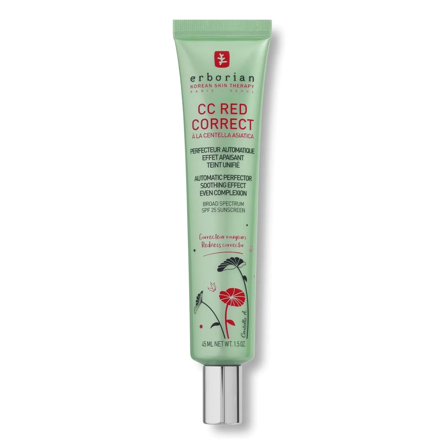 Erborian CC Red Correct - Creme gegen Rötungen mit Centella Asiatica - Koreanische Gesichtspflege mit beruhigender Wirk…
