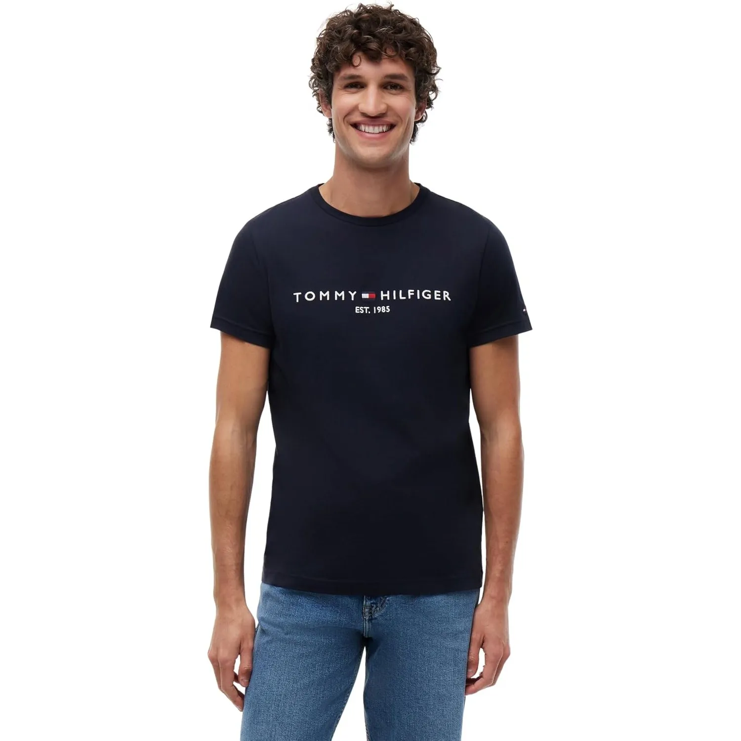 Tommy Hilfiger Herren T-Shirt Kurzarm Core Tommy Logo Rundhalsausschnitt