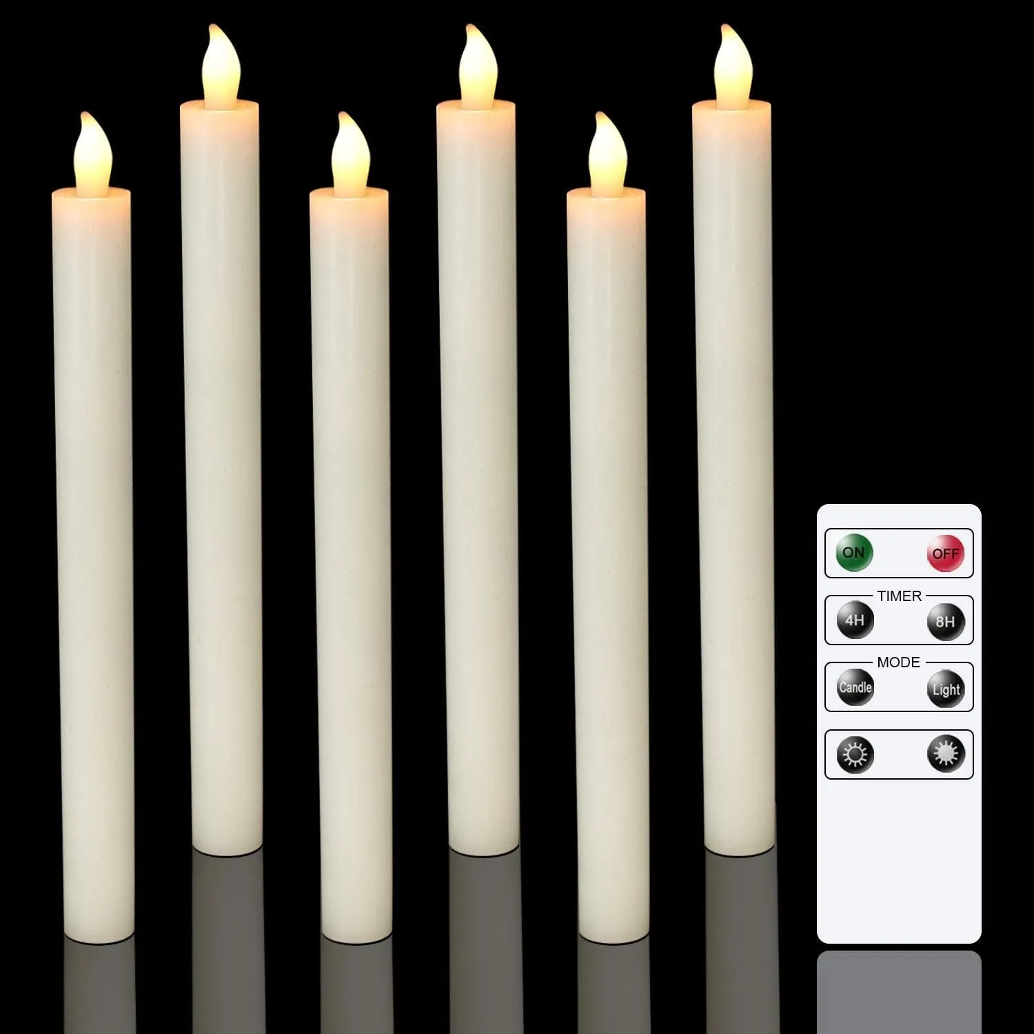 Eldnacele LED Stabkerzen mit Timerfunktion, Elfenbein, 6er Set
