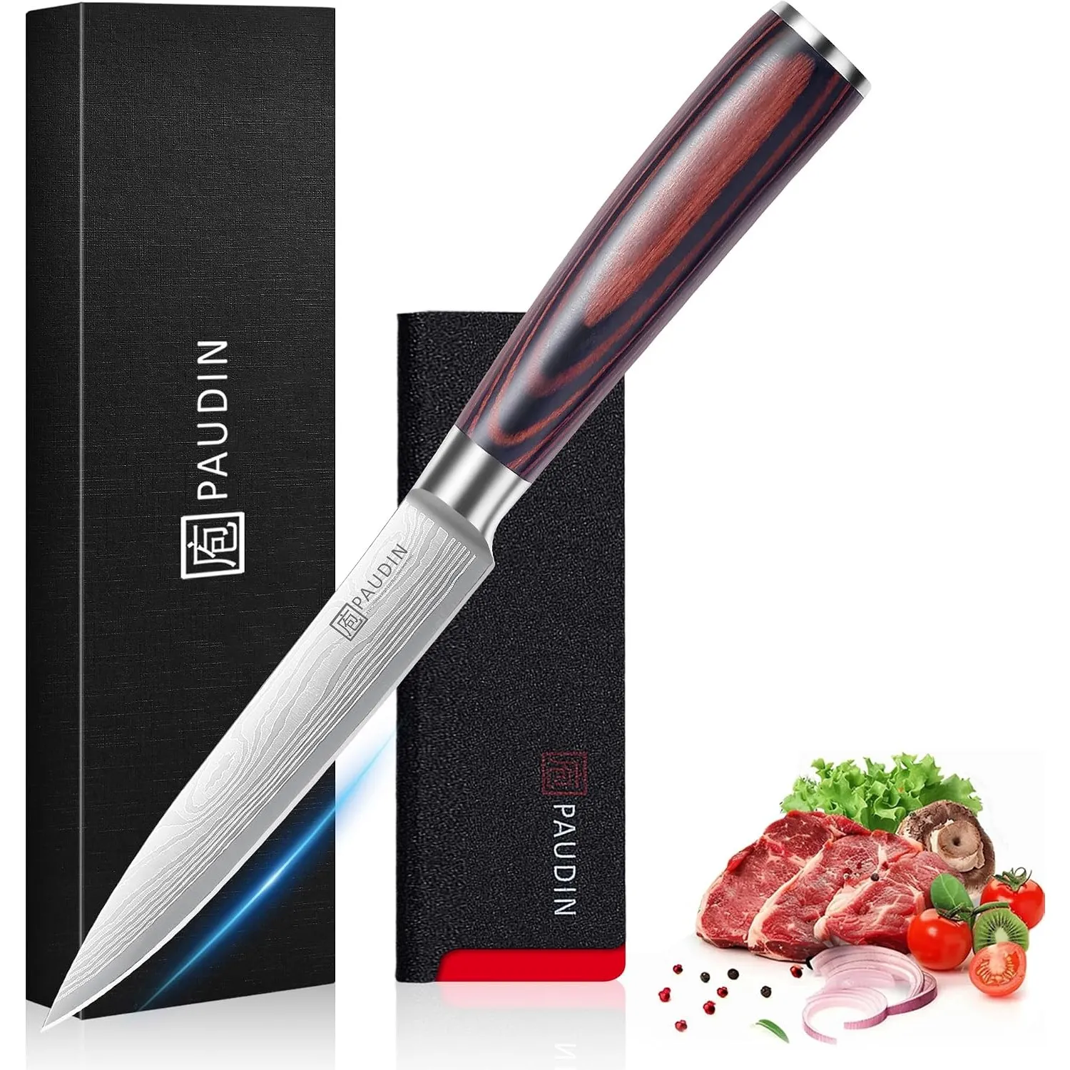 PAUDIN Kochmesser Allzweckmesser Profi 13 cm Scharf Küchenmesser Chefmesser aus rostfreiem Deutscher Edelstahl mit ergo…