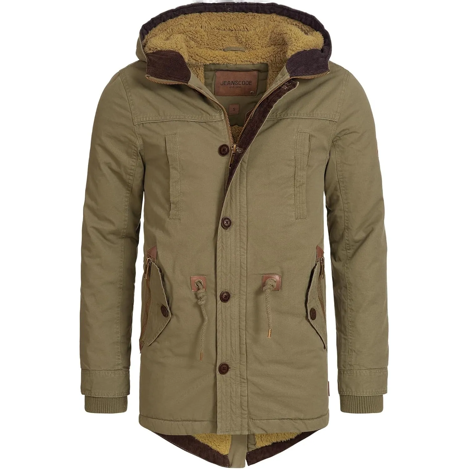 Indicode Herren Barge Winterjacke aus Baumwolle gefüttert mit Teddyfleece