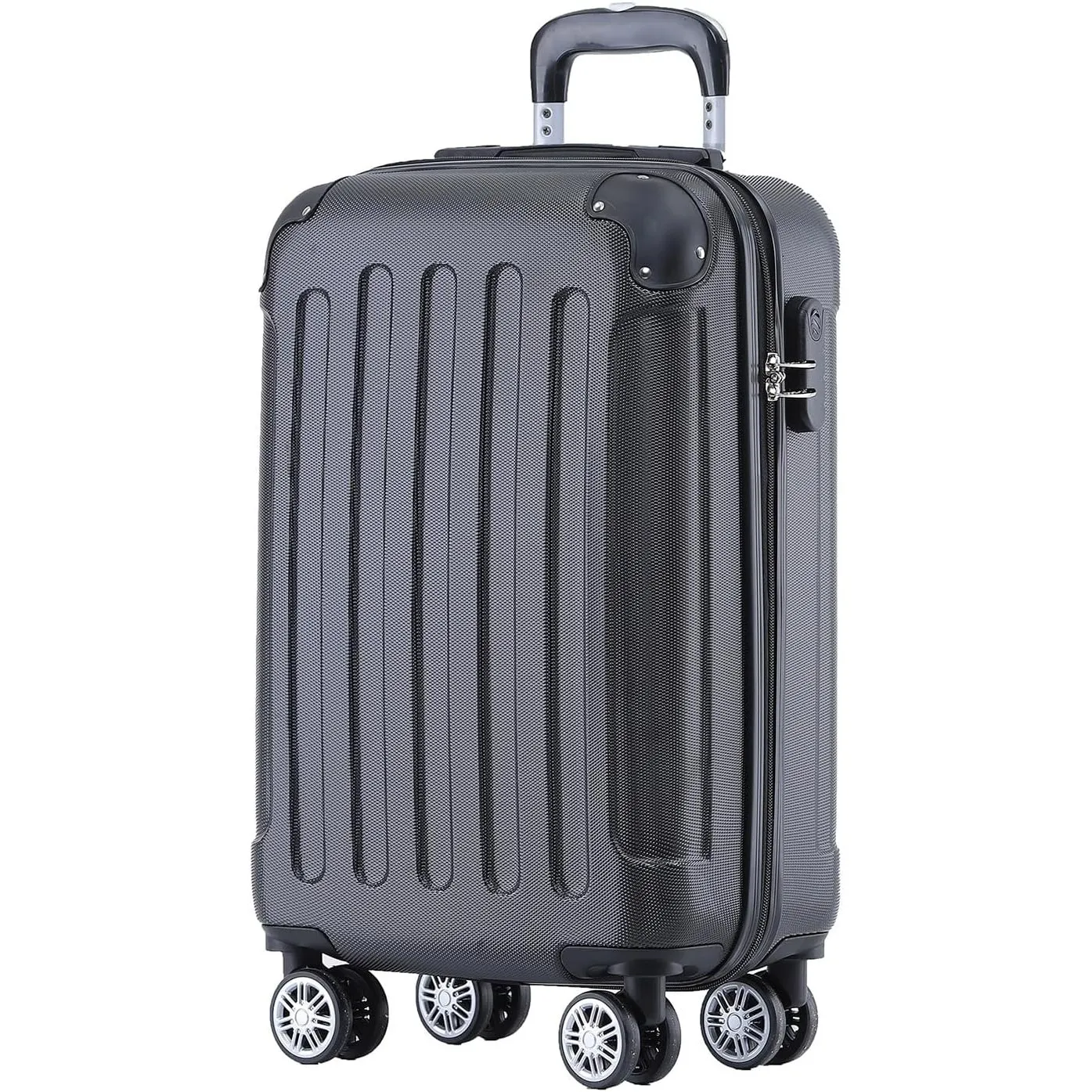 BEIBYE Zwillingsrollen Hardcase Reisekoffer Koffer Trolleys Hartschale in XL-L-M in 14 Farben (Schwarz, Handgepäck (55c…