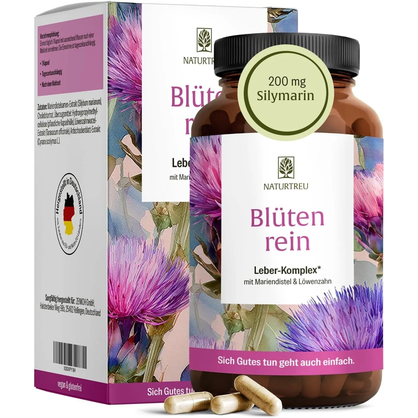 NATURTREU® Mariendistel Artischocke Löwenzahn Kapseln - Leber Komplex