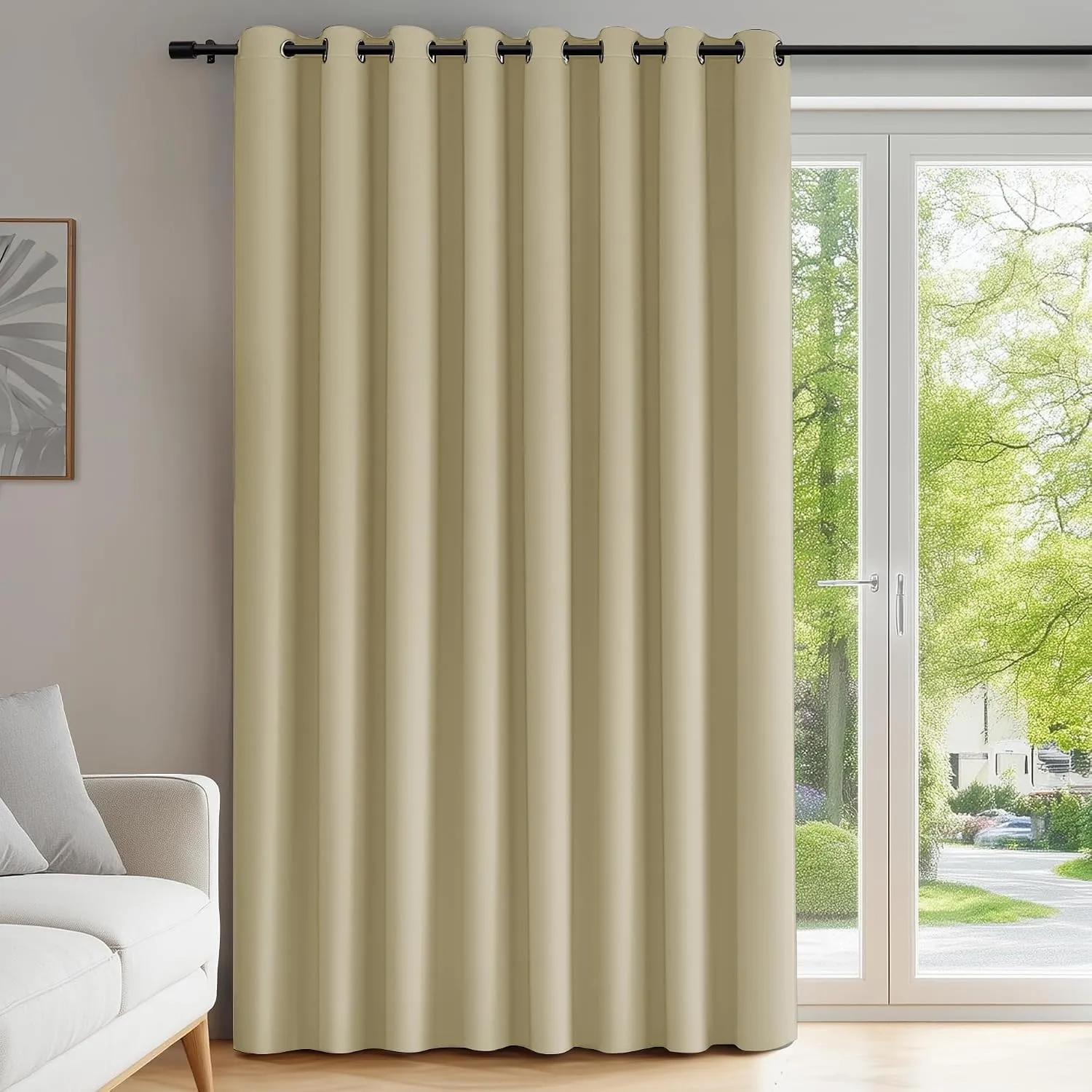 Deconovo Verdunklungsvorhänge mit Ösen UV-Schutz Deko Vorhang Beige | 1 Stück, H242 x B254 cm, Blickdichte Gardinen, Th…