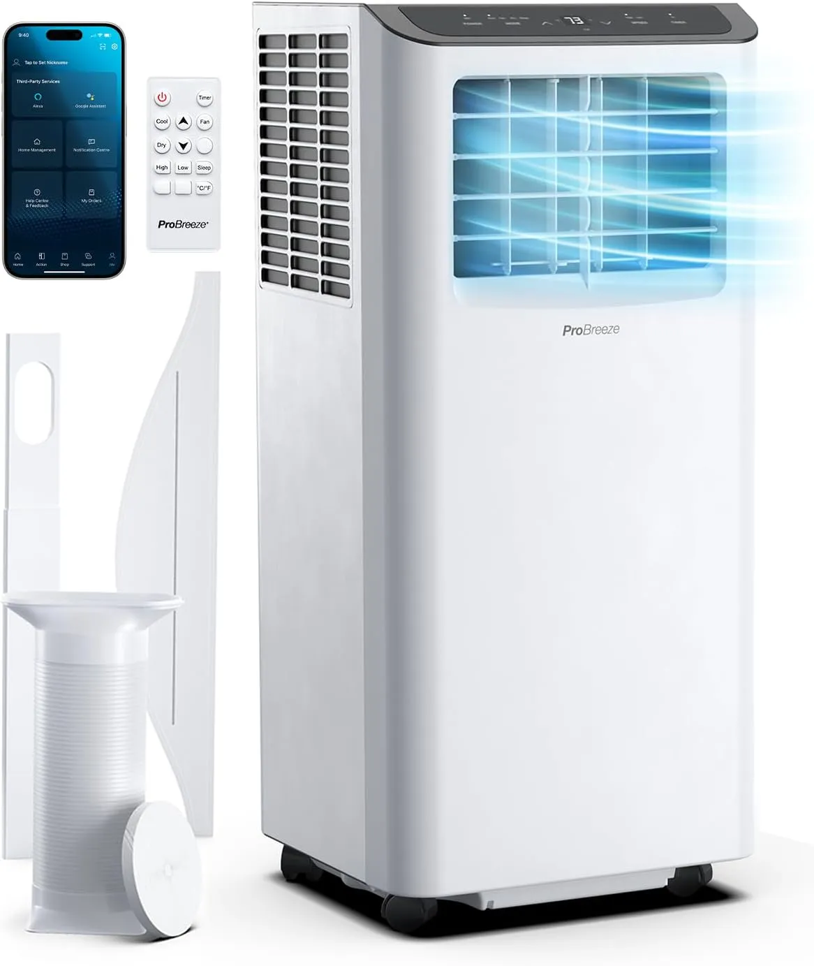 Pro Breeze Mobile Air Conditioner Air Cooler, Fan, Dehumidifier, Night Mode Air Conditioning Device with Energy Class A…