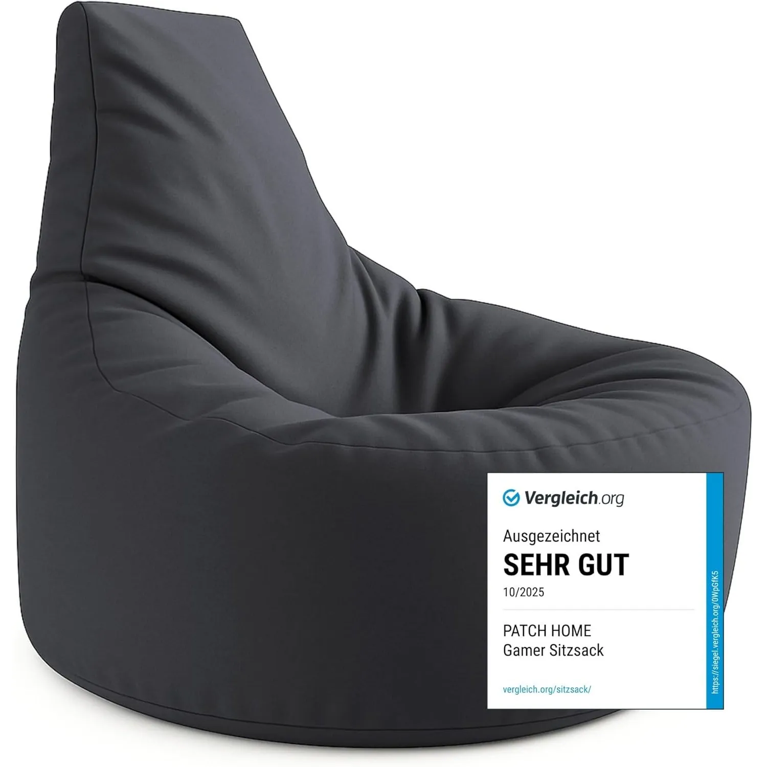 PATCH HOME Gamer Kissen & Lounge Sitzsack – befüllbar mit Reißverschluss, gefüllt mit Styropor, geeignet für In- & Outd…