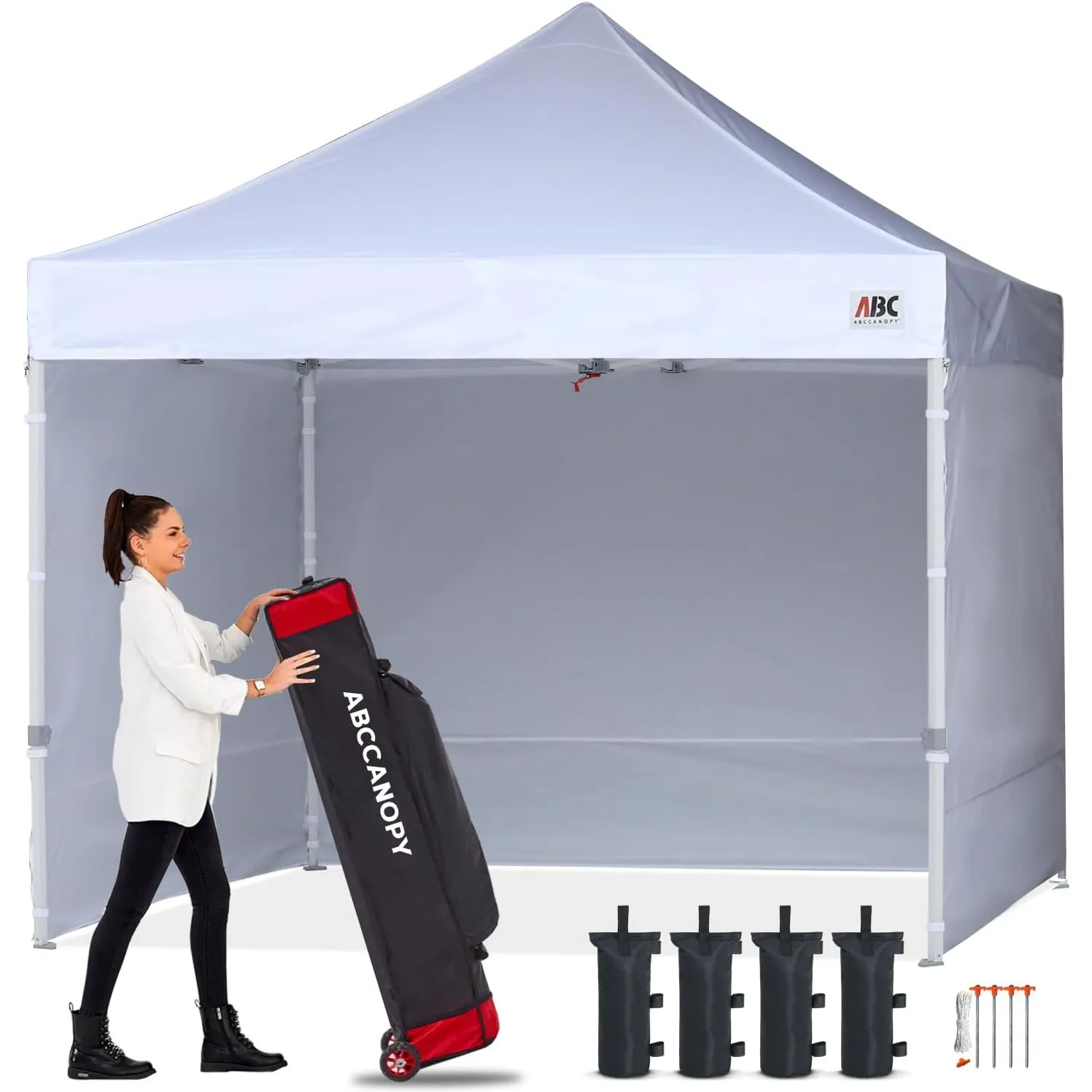 ABCCANOPY Faltpavillon 3x3 Wasserdicht mit Seitenteilen UV+,Weiß