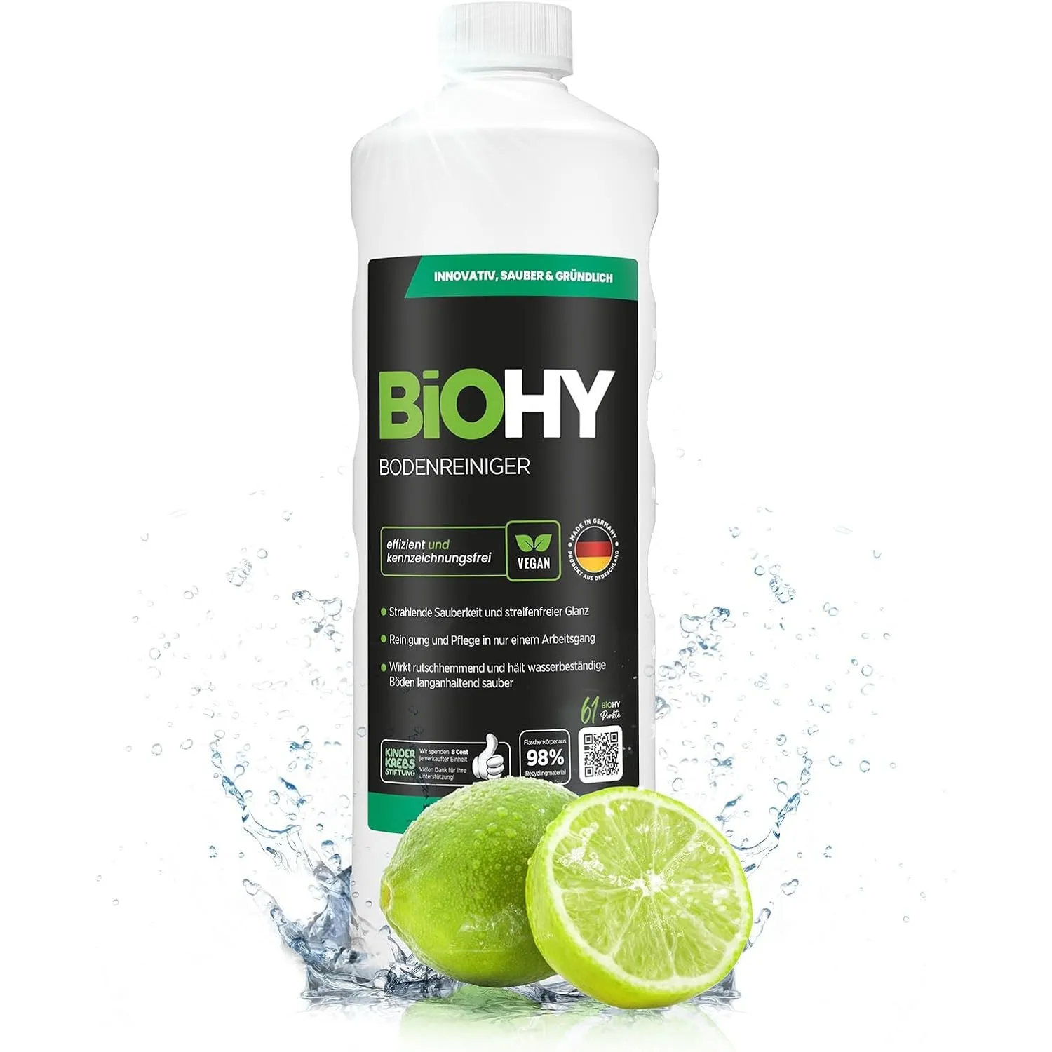 BiOHY Bodenreiniger Konzentrat Hartboden Fliesen Laminat (1l Flasche)