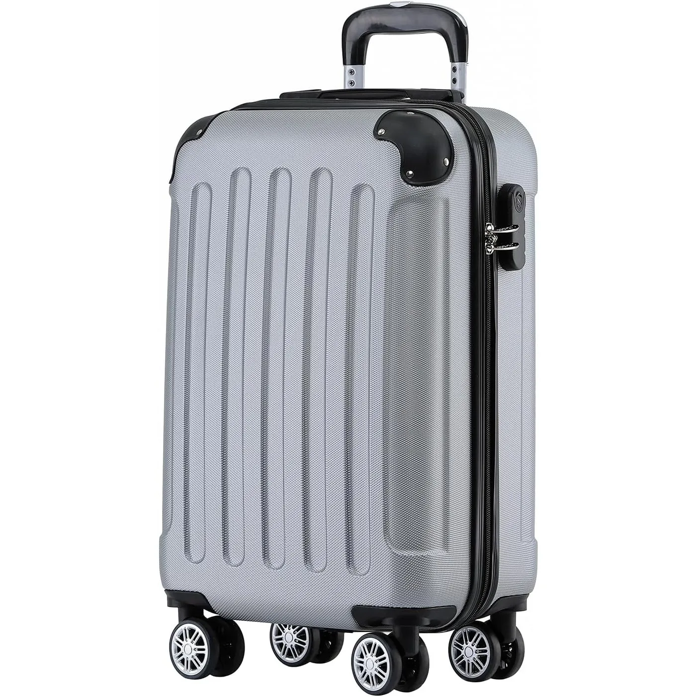 BEIBYE Zwillingsrollen Hardcase Reisekoffer Koffer Trolleys Hartschale in XL-L-M in 14 Farben (Silber, Handgepäck (55cm…