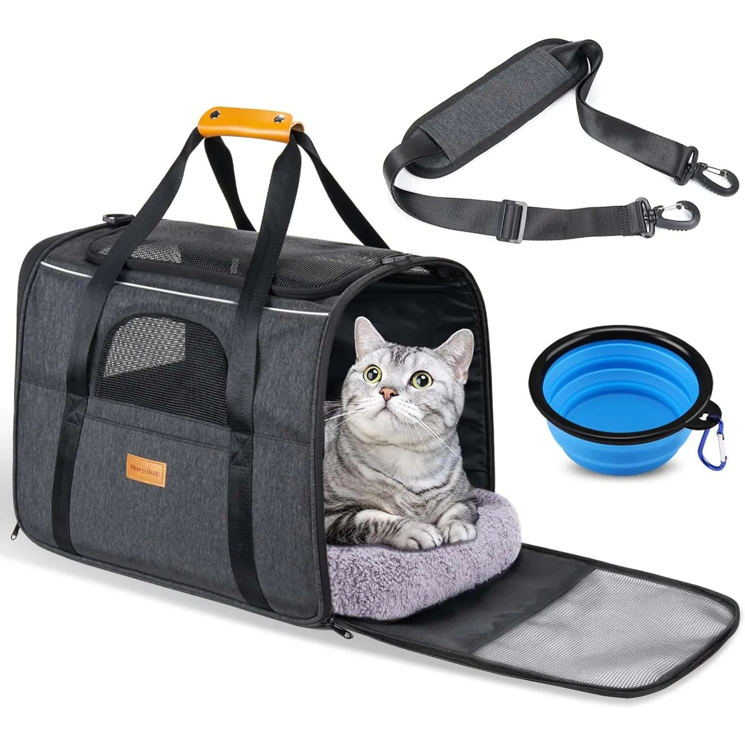 Morpilot Katzentransportbox für große Katzen und Welpen bis 7kg, Katzenbox Hundetasche mit Sicherheit Reißverschlüsse F…