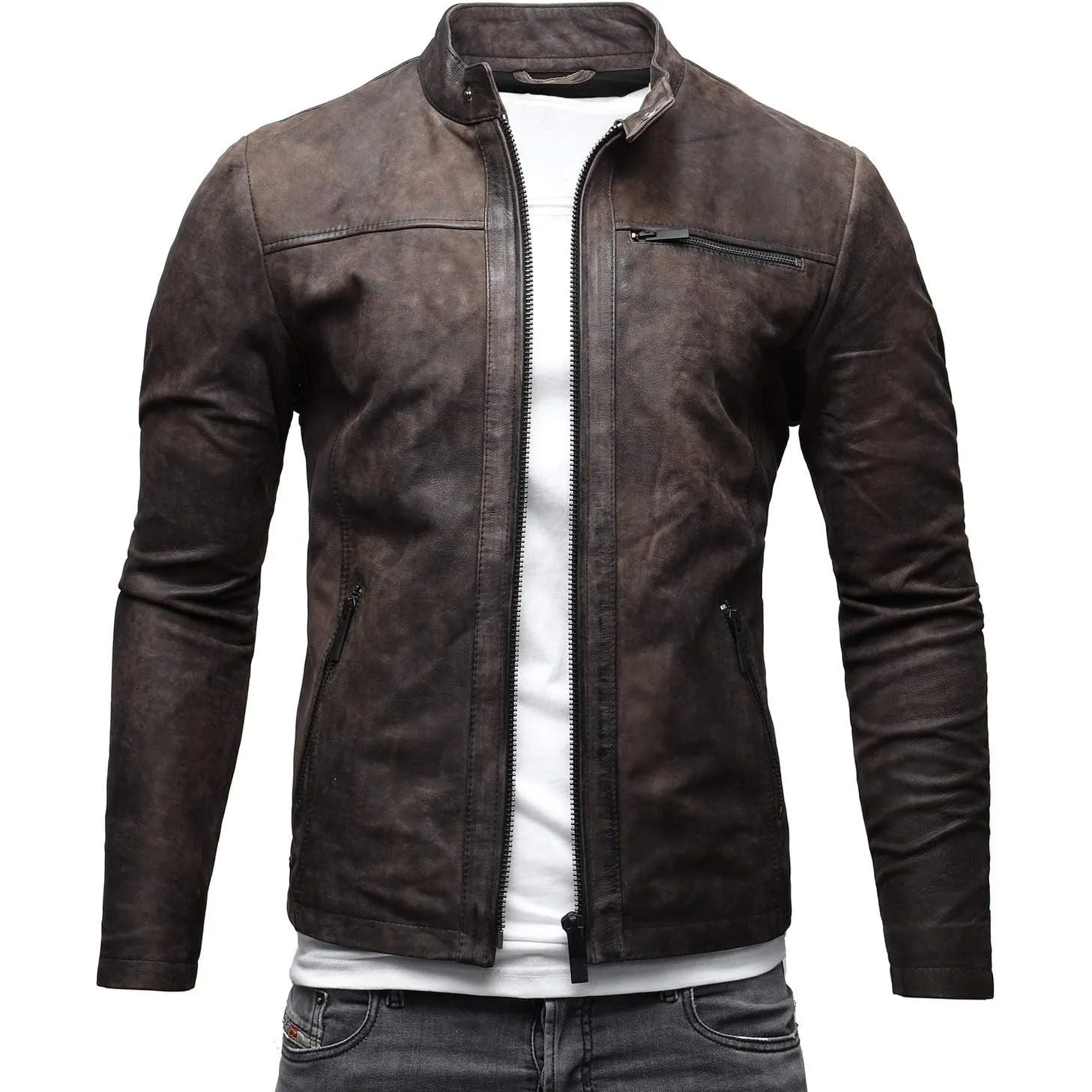 Crone Epic Herren Lederjacke Echtleder Jacke
