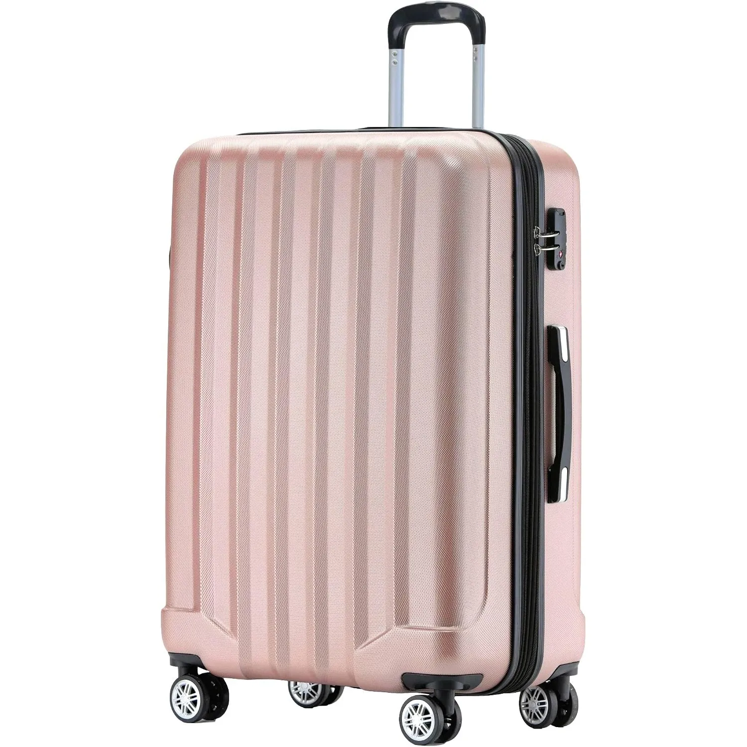BEIBYE TSA-Schloß 2080 Gepäck Zwillingsrollen Reisekoffer Koffer Trolley Hartschale Dehnungsfuge (Rosa Gold, XL)