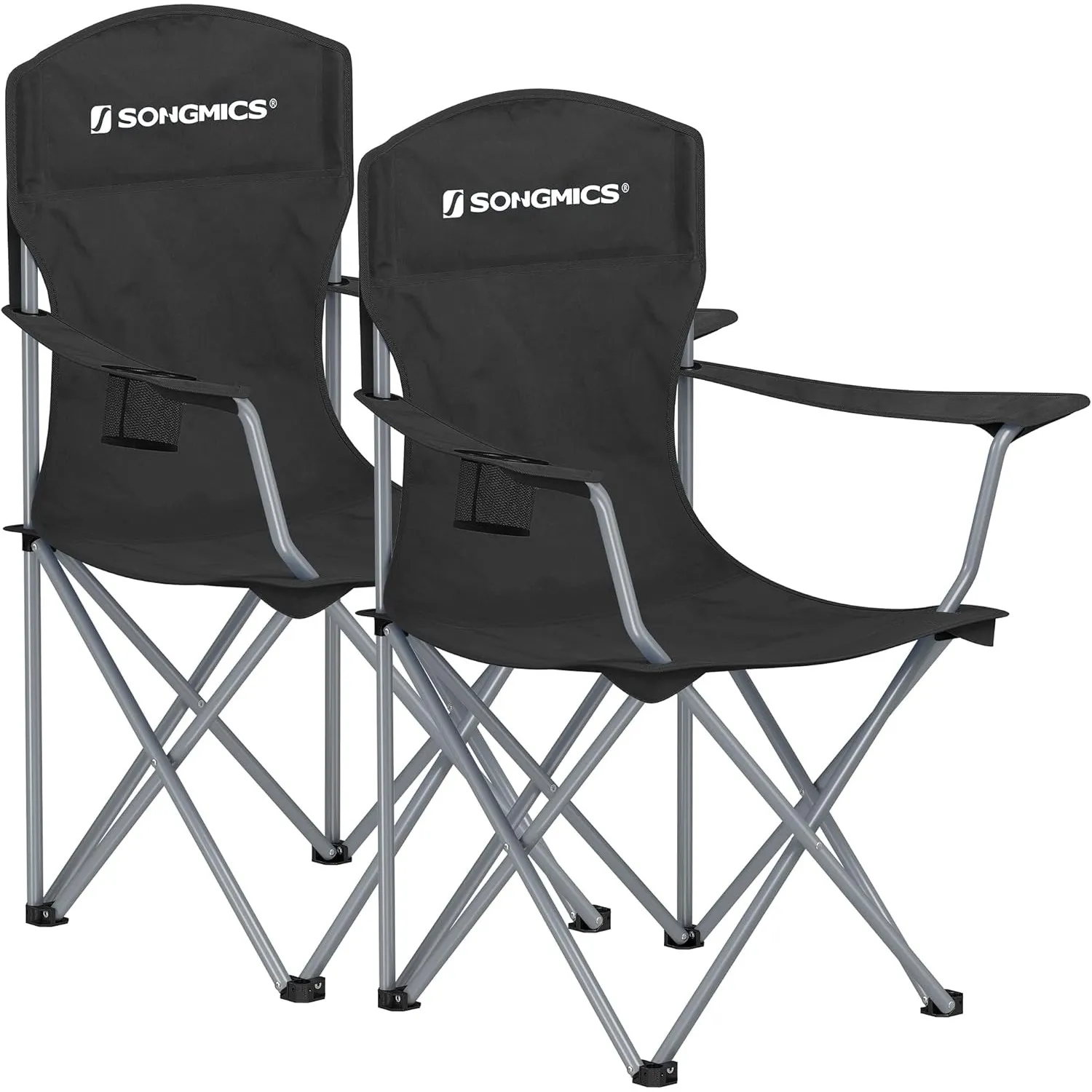 SONGMICS 2er Set Klappstuhl Campingstuhl Bequeme Schwerlaststruktur bis 150kg belastbar mit Getränkehalter Outdoor Stuhl