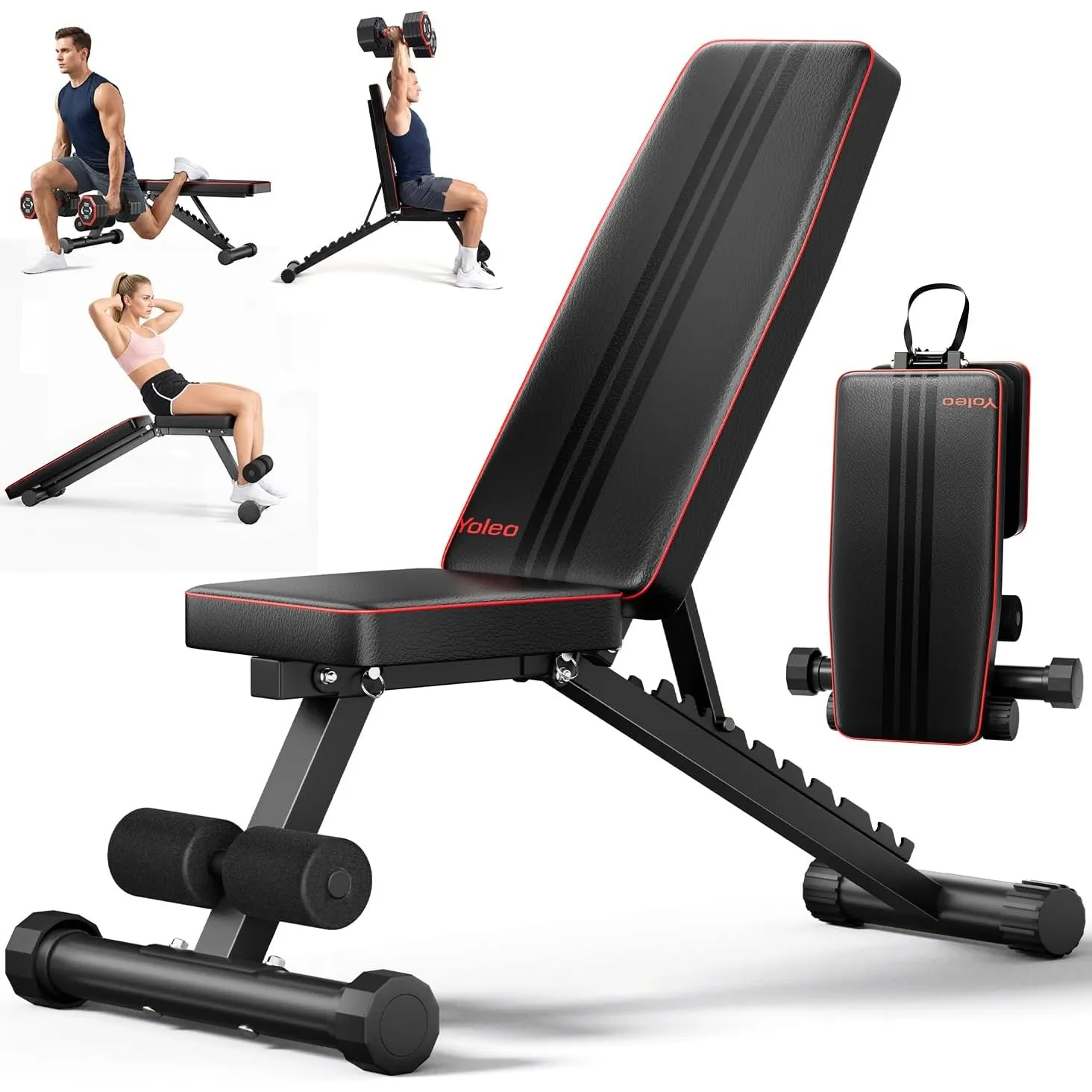 YOLEO klappbare Hantelbank Multifunktion Training Fitness Bank Bauchtrainer Schrägbank mit 6-Fach Verstellbarer Rückenl…