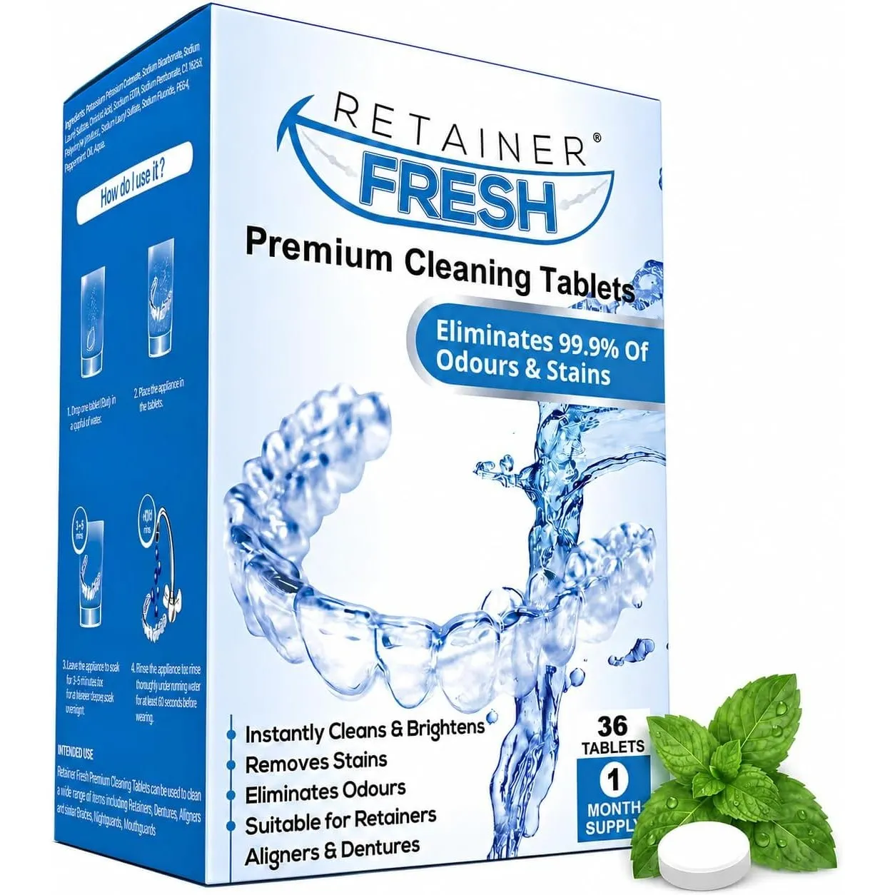 Retainer Fresh Reinigungstabletten für Zahnprothesen, 36 Tabletten