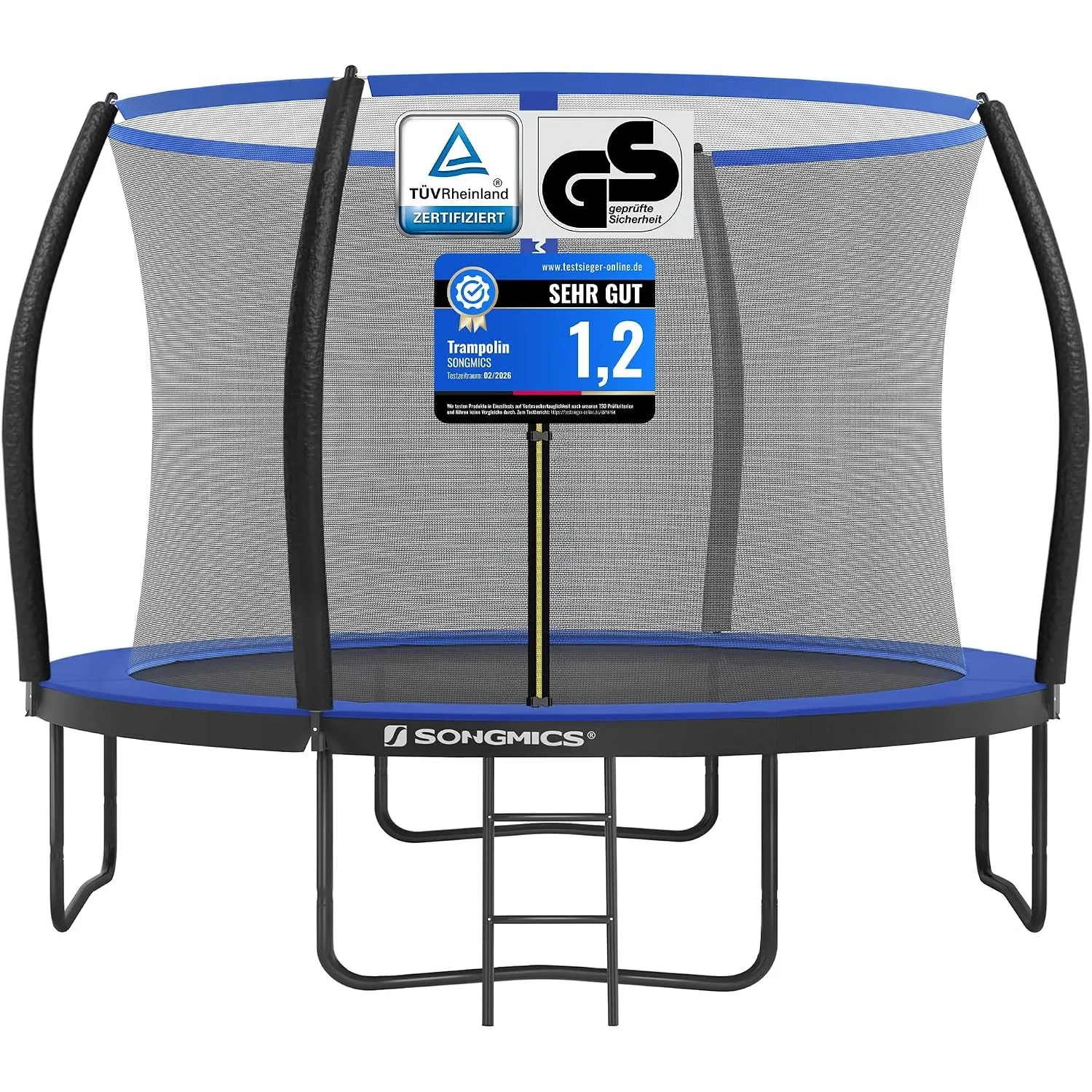 SONGMICS Trampolin Outdoor Ø 244/305/366/427 cm, rundes Gartentrampolin Kindertrampolin mit Sicherheitsnetz, Randabdeck…