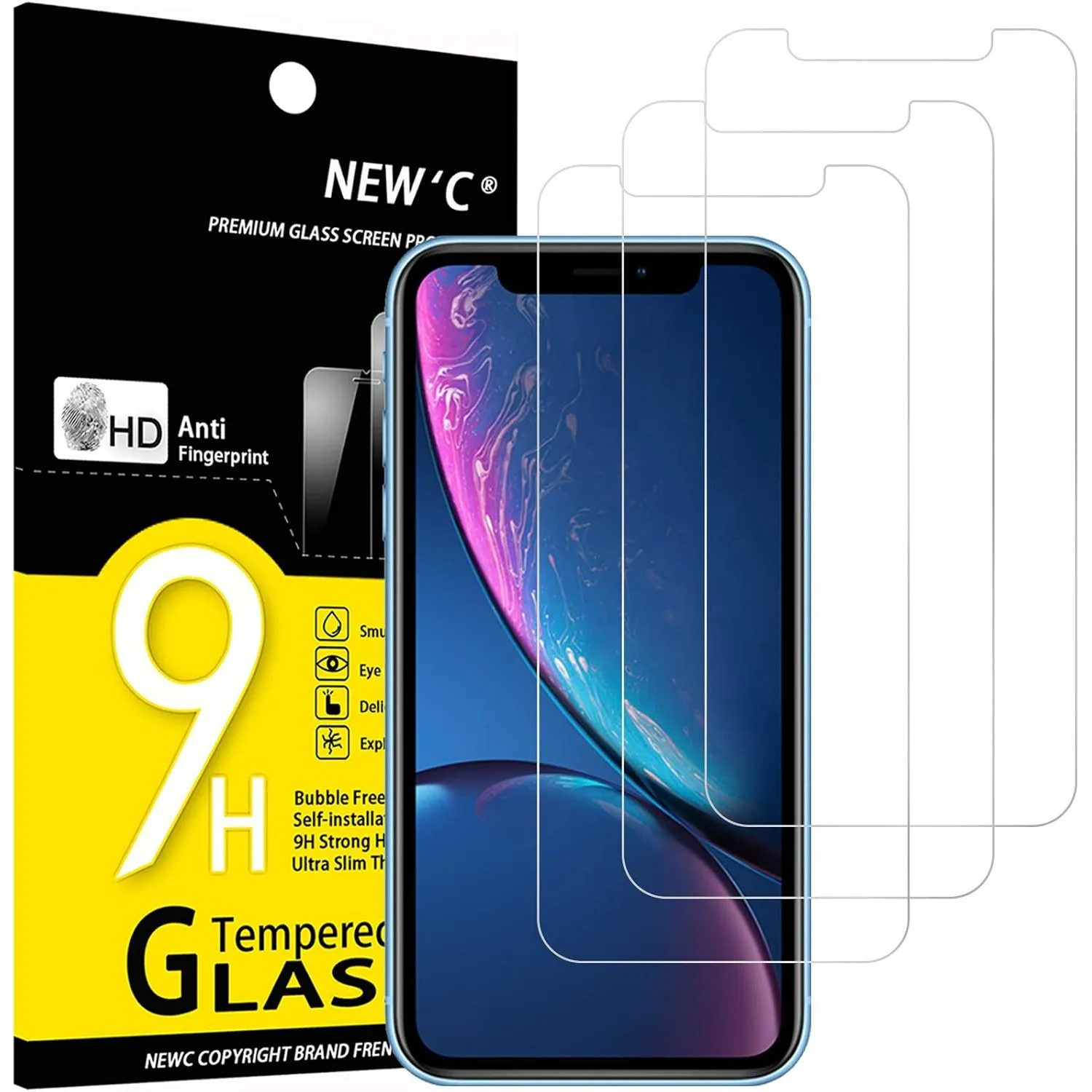 NEW'C 3 Stück für iPhone 11, iPhone XR für Panzerglas, Frei von Kratzern, 9H Härte, HD Displayschutzfolie, 0.33mm Ultra…