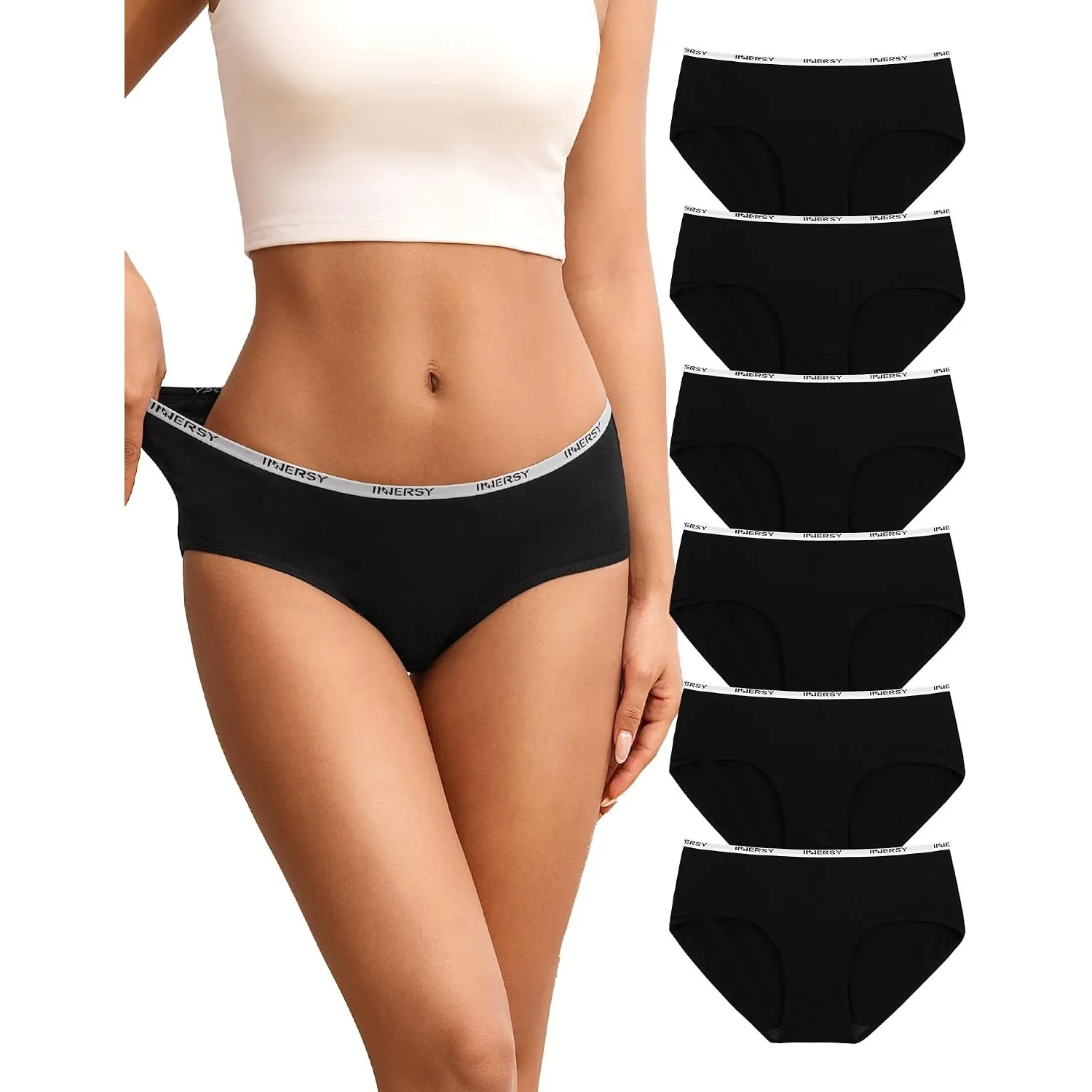INNERSY Unterhosen Damen Baumwolle Slips Mehrpack Hipster Bequem Unterwäsche 6er Pack