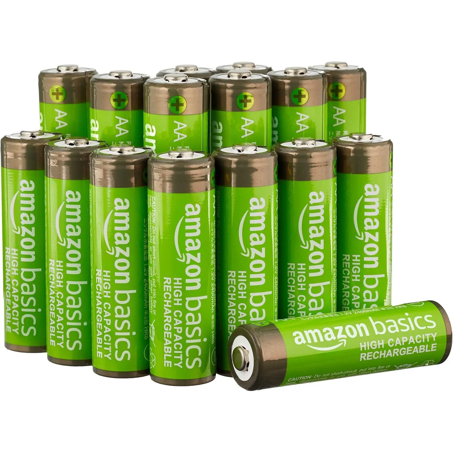 Amazon Basics 16er-Pack wiederaufladbare AA-NiMH-Batterien mit hoher Kapazität, 2400 mAh, 1,2 V, bis zu 400-mal aufladb…