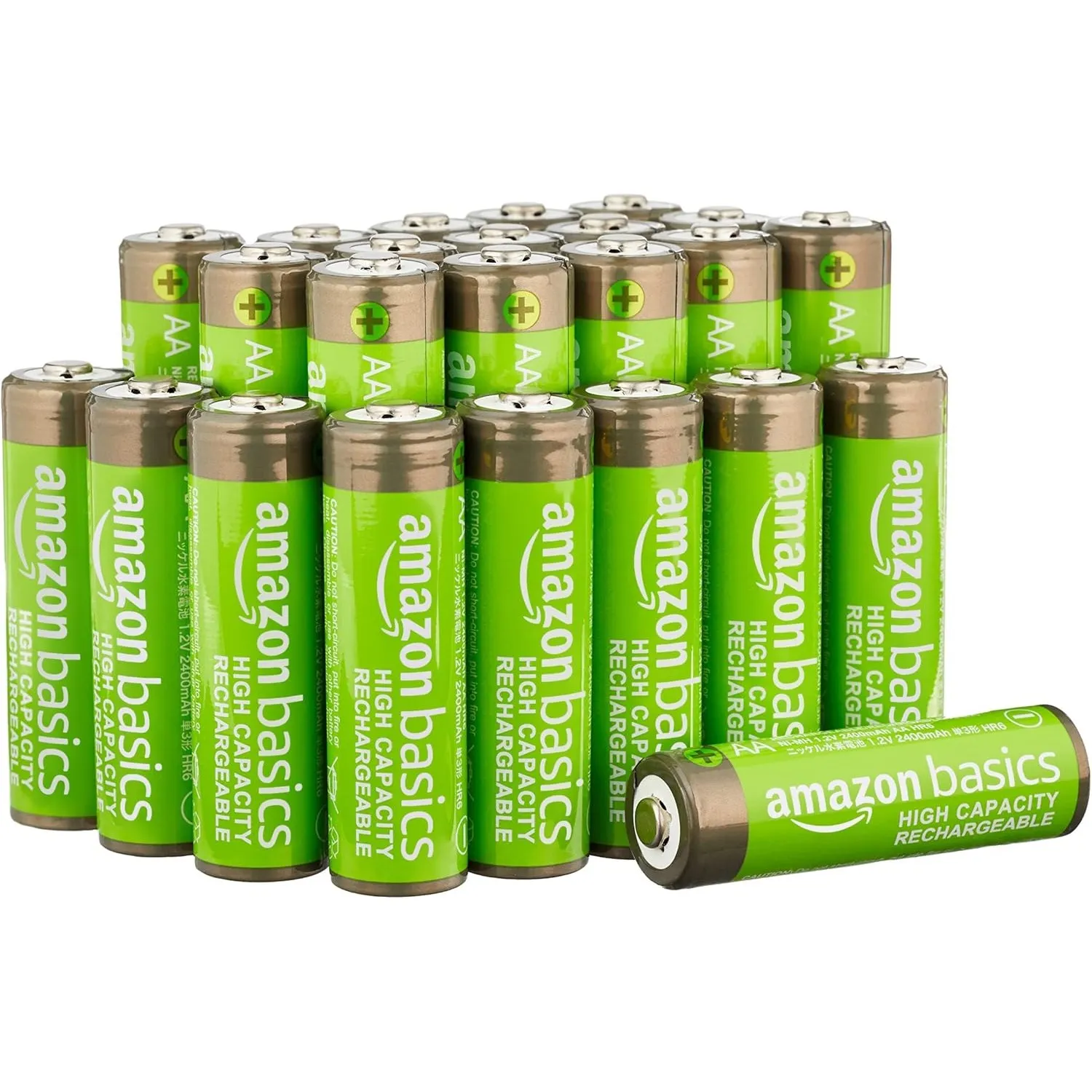 Amazon Basics 24er-Pack wiederaufladbare AA-NiMH-Batterien mit hoher Kapazität, 2400 mAh, 1,2 V, bis zu 400-mal aufladb…