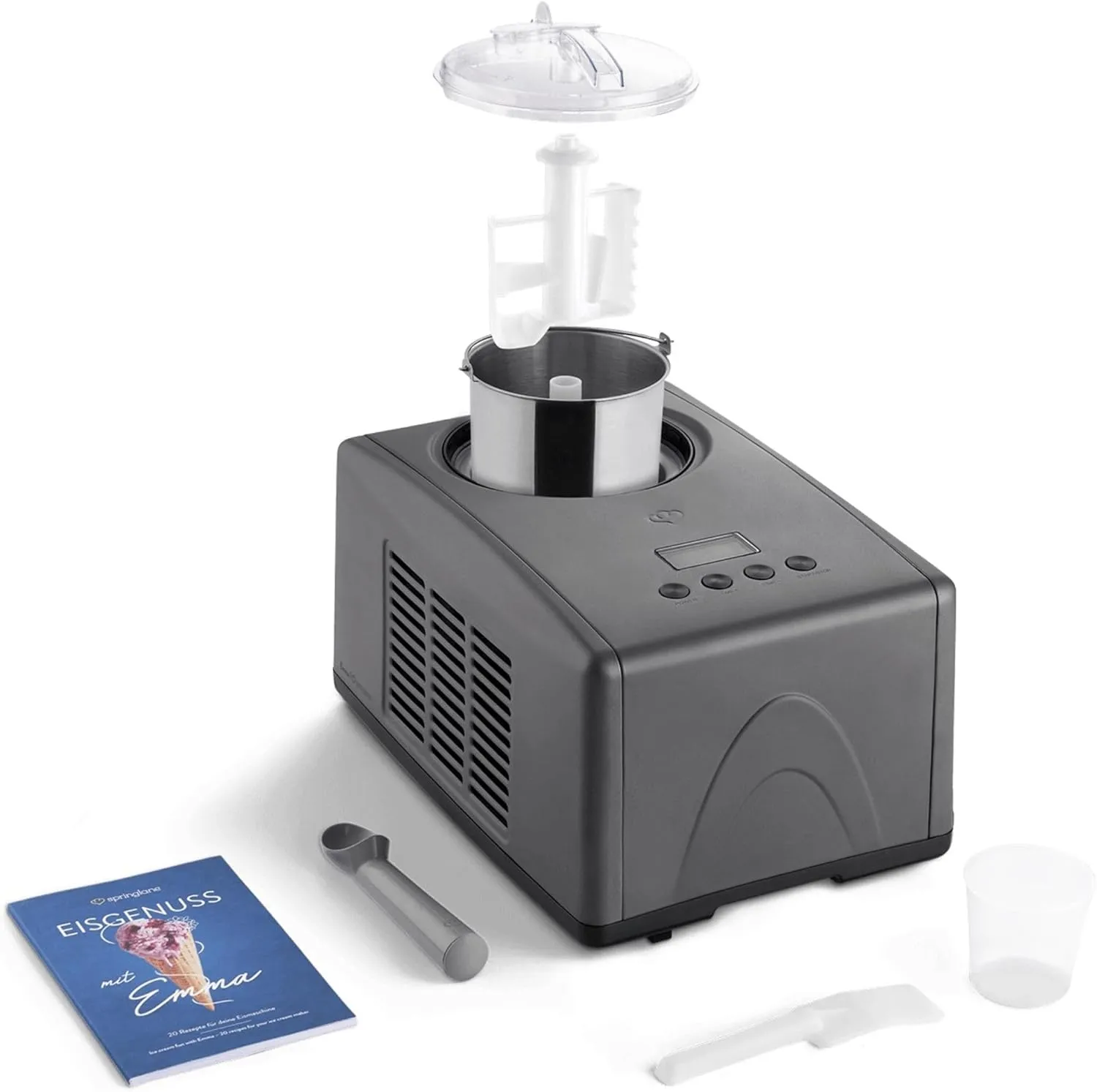 SPRINGLANE Eismaschine Emma 1,5 L mit selbstkühlendem Kompressor 150 W, aus Edelstahl mit entnehmbarem Eisbehälter, ink…