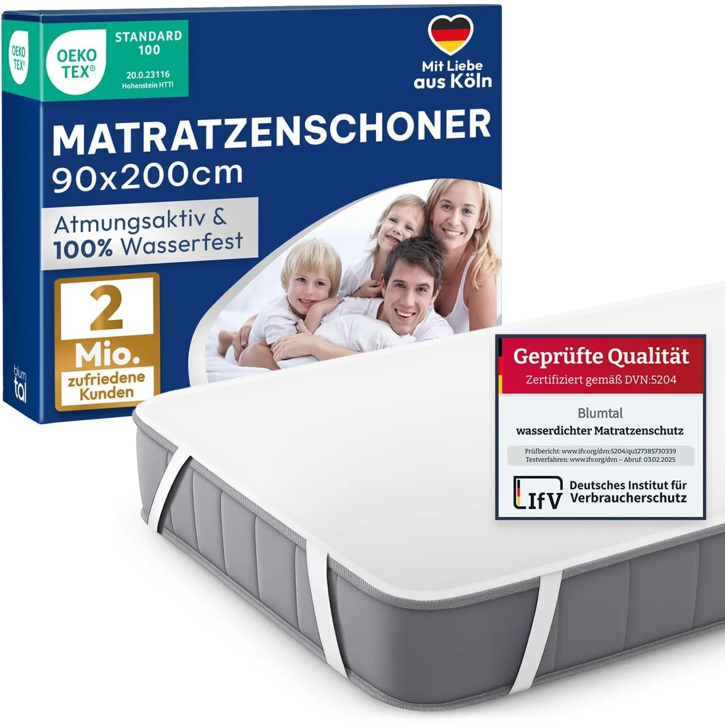 Blumtal Matratzenschoner 90x200cm 2er Set - wasserdichte Matratzenauflage 90x200cm aus 80% Baumwolle - Oeko-TEX zert. I…