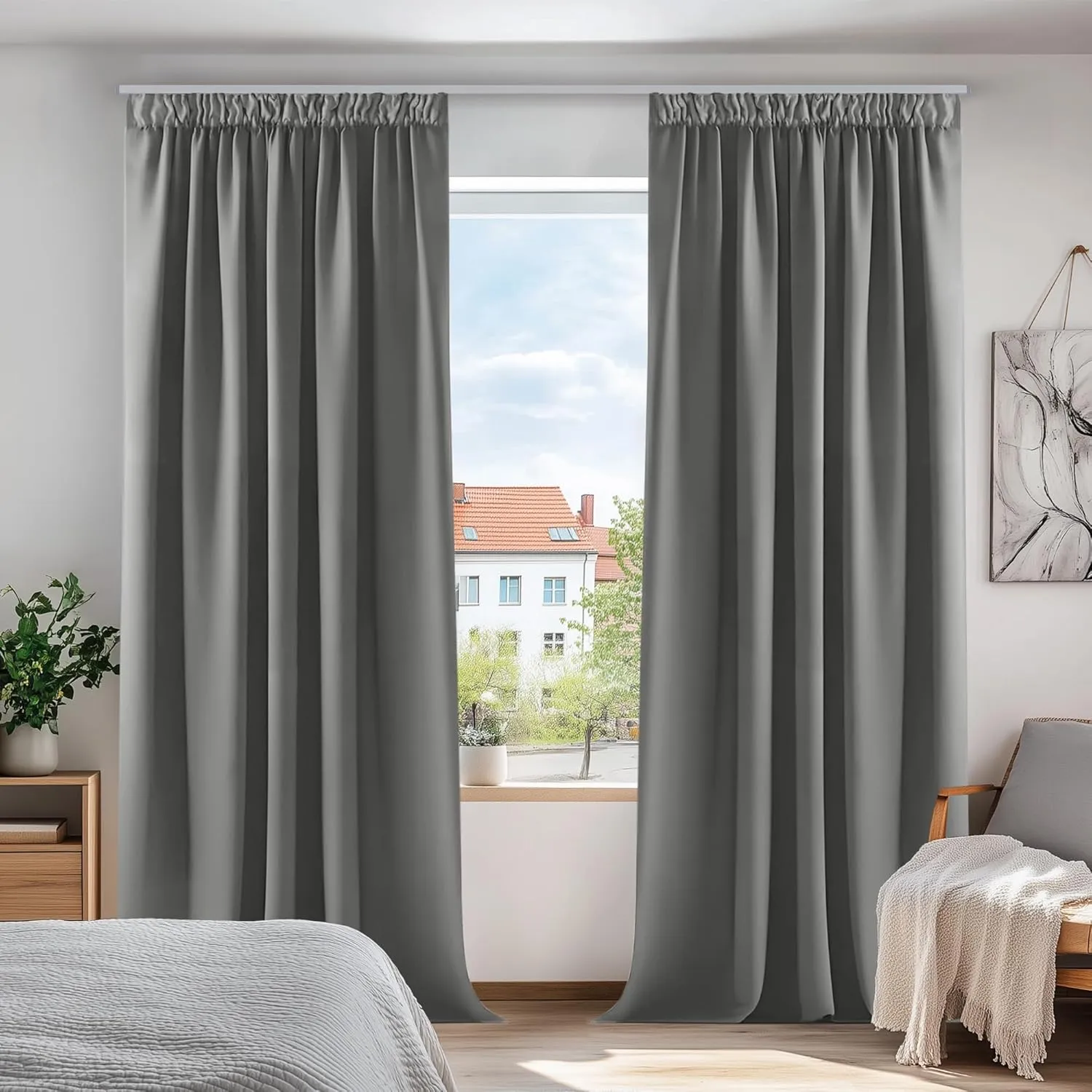 Deconovo Verdunkelungsvorhang mit Kräuselband Kinderzimmer Blickdicht Vorhang Dicke Thermogardine Kälteschutz warm Hitz…