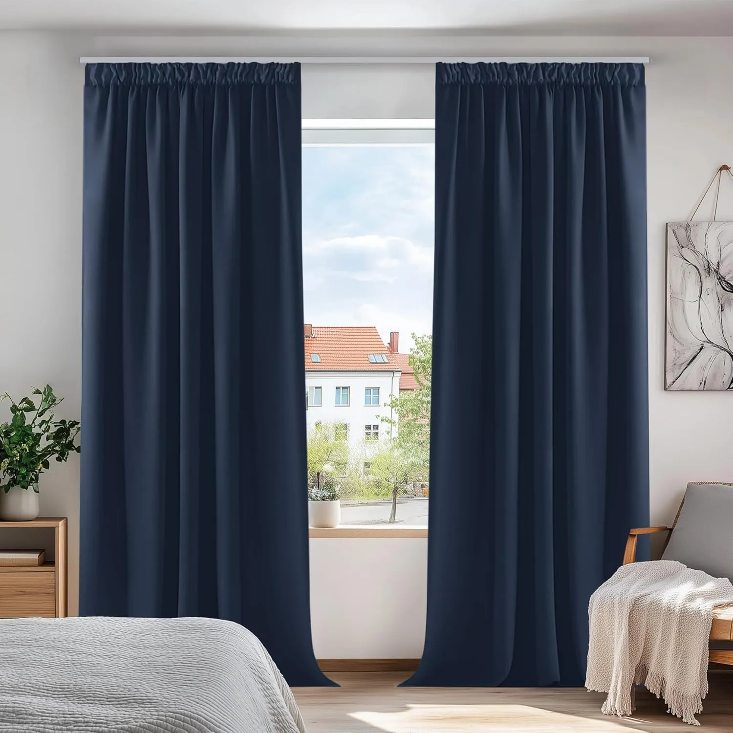 Deconovo Vorhang Blickdichte Thermo Gardine Kräuselband Schlafzimmer Verdunkelung Winter, 260x140cm(HöhexBreite), Dunke…