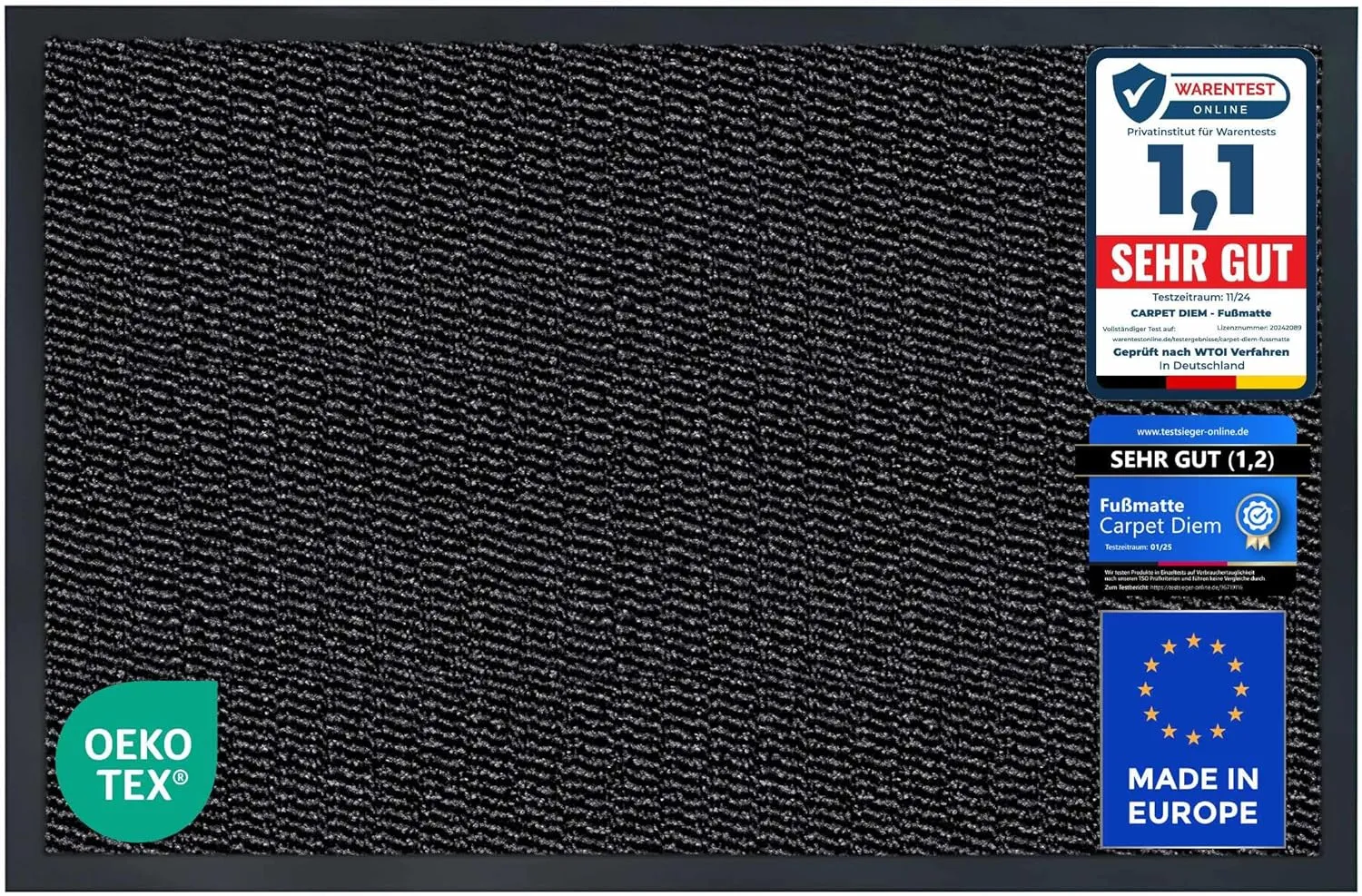 Carpet Diem Fußmatte, einfach sauber I Schmutzfangmatte Eingangsbereich - Fussmatte Innen & Außen, rutschfeste Türmatte…
