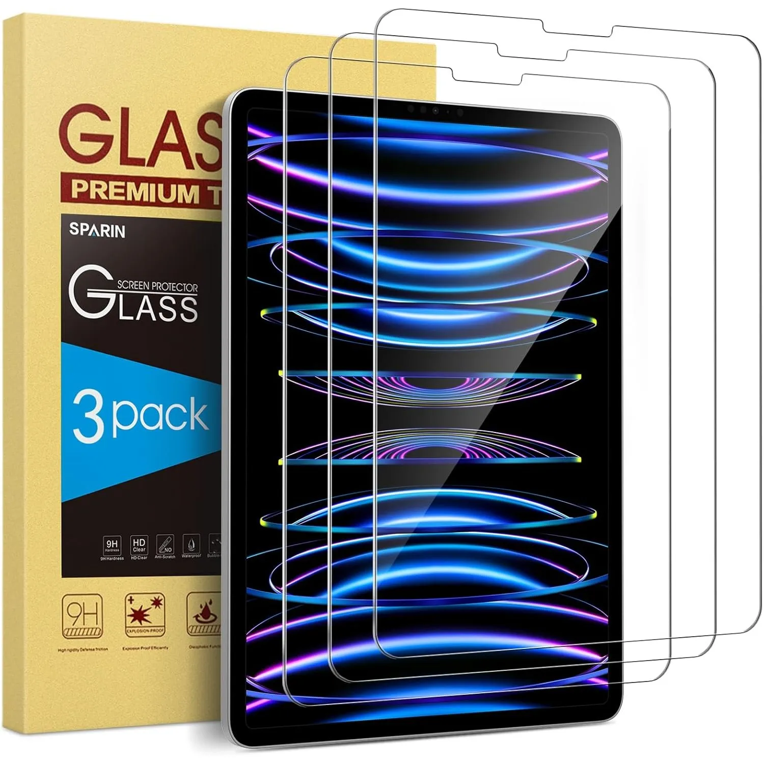SPARIN Schutzfolie für iPad Pro 11" 2022/2021/2020 und iPad Air 5./4. Gen. | 3 Stück Panzer Schutz Glas, 9H Härte, Krat…