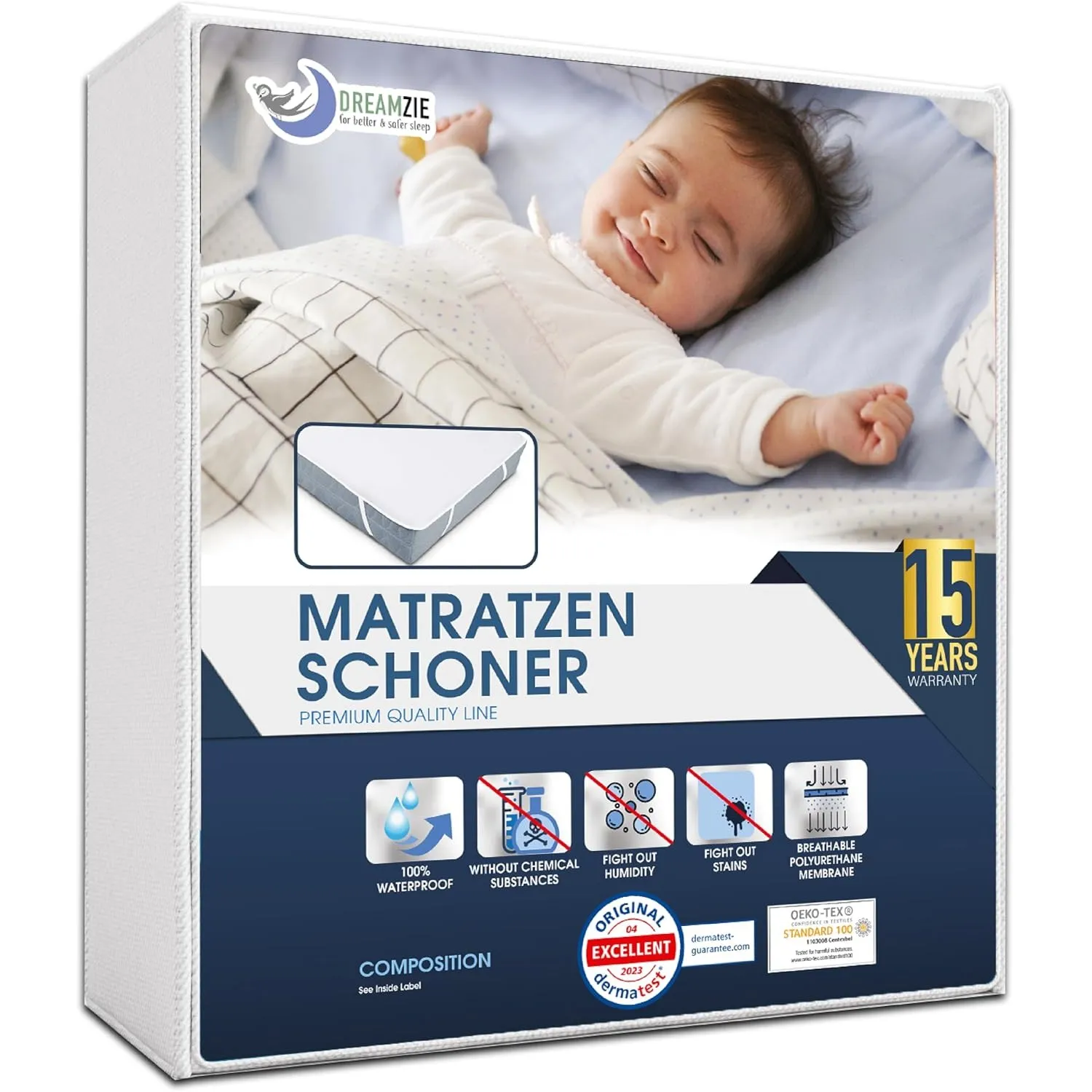 Dreamzie - Matratzenschoner 60x120 - Wasserdicht - Baumwolle