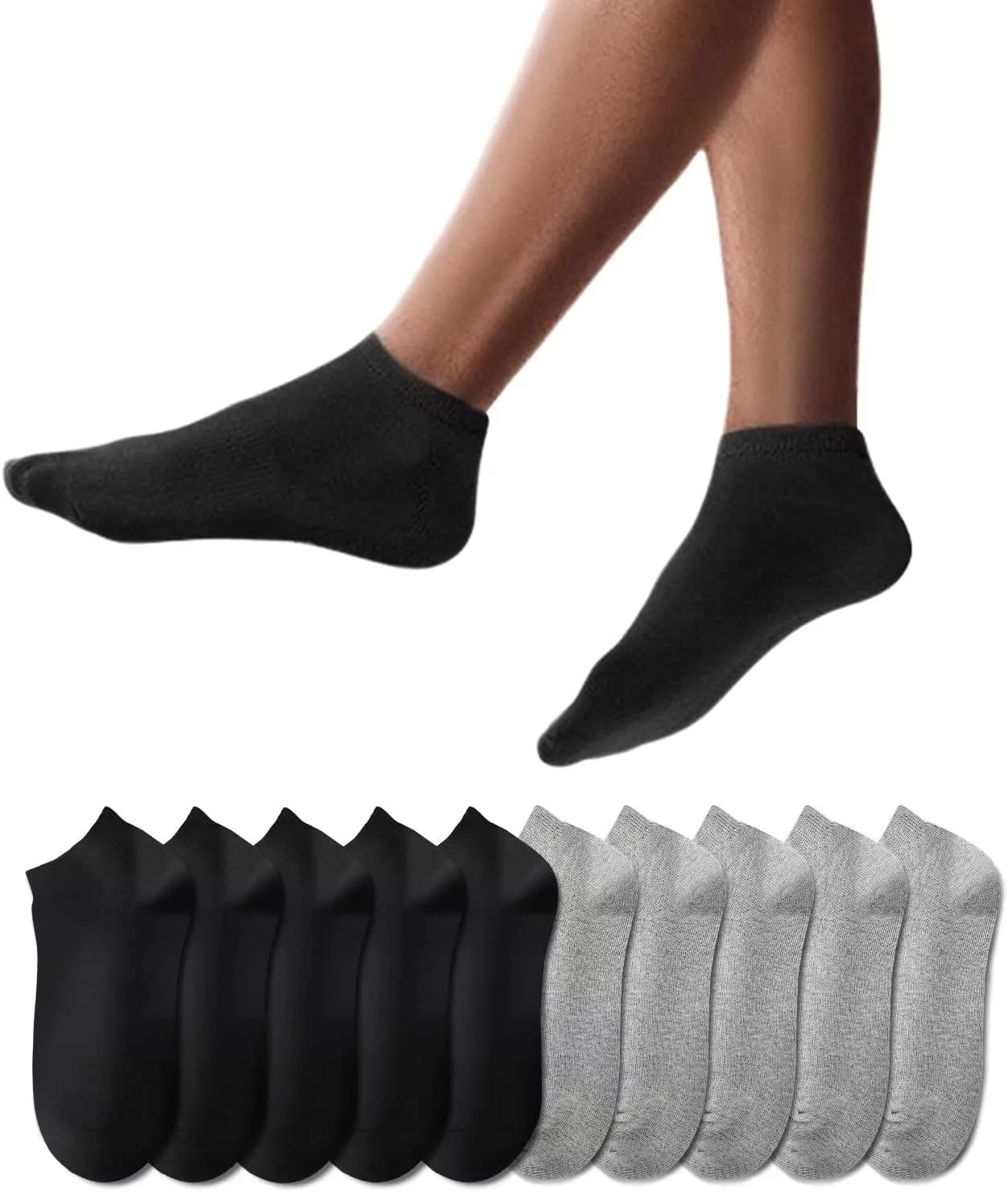 YouShow Men's Women's Trainer Socks, 10 Pairs of Short Half / Quarter Socks, Cotton, Unisex