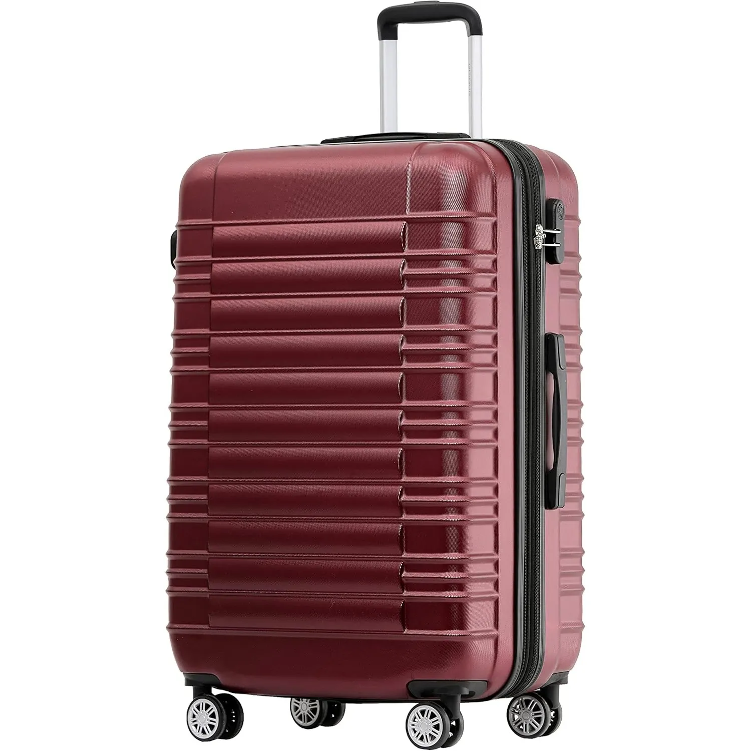BEIBYE 2088 Zwillingsrollen Reisekoffer Koffer Trolleys Hartschale M-L-XL-Set (Weinrot, L)
