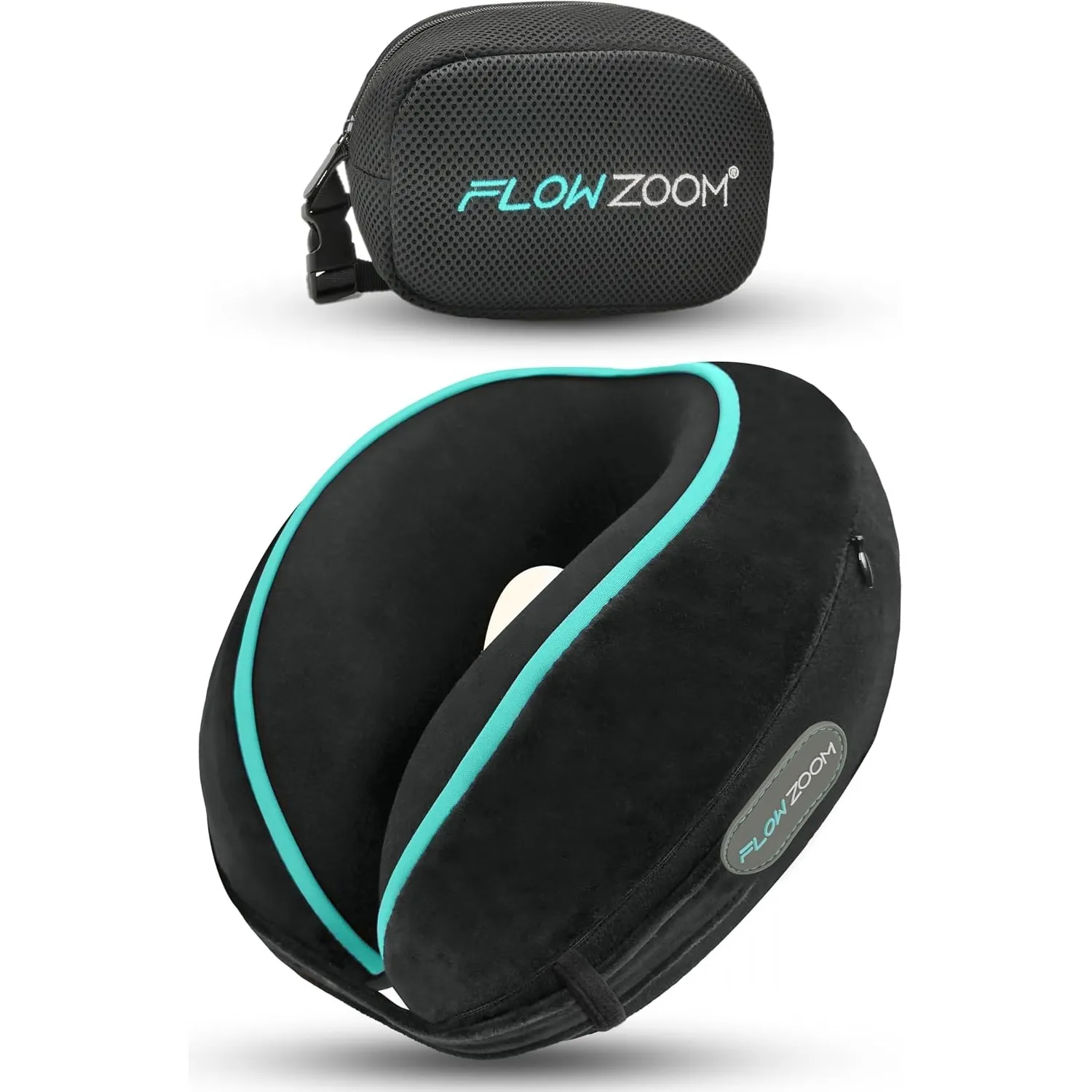 FLOWZOOM Dream - Nackenkissen mit extra seitlicher Stütze und flexibel einstellbarem Klettverschluss - Reisekissen Flug…