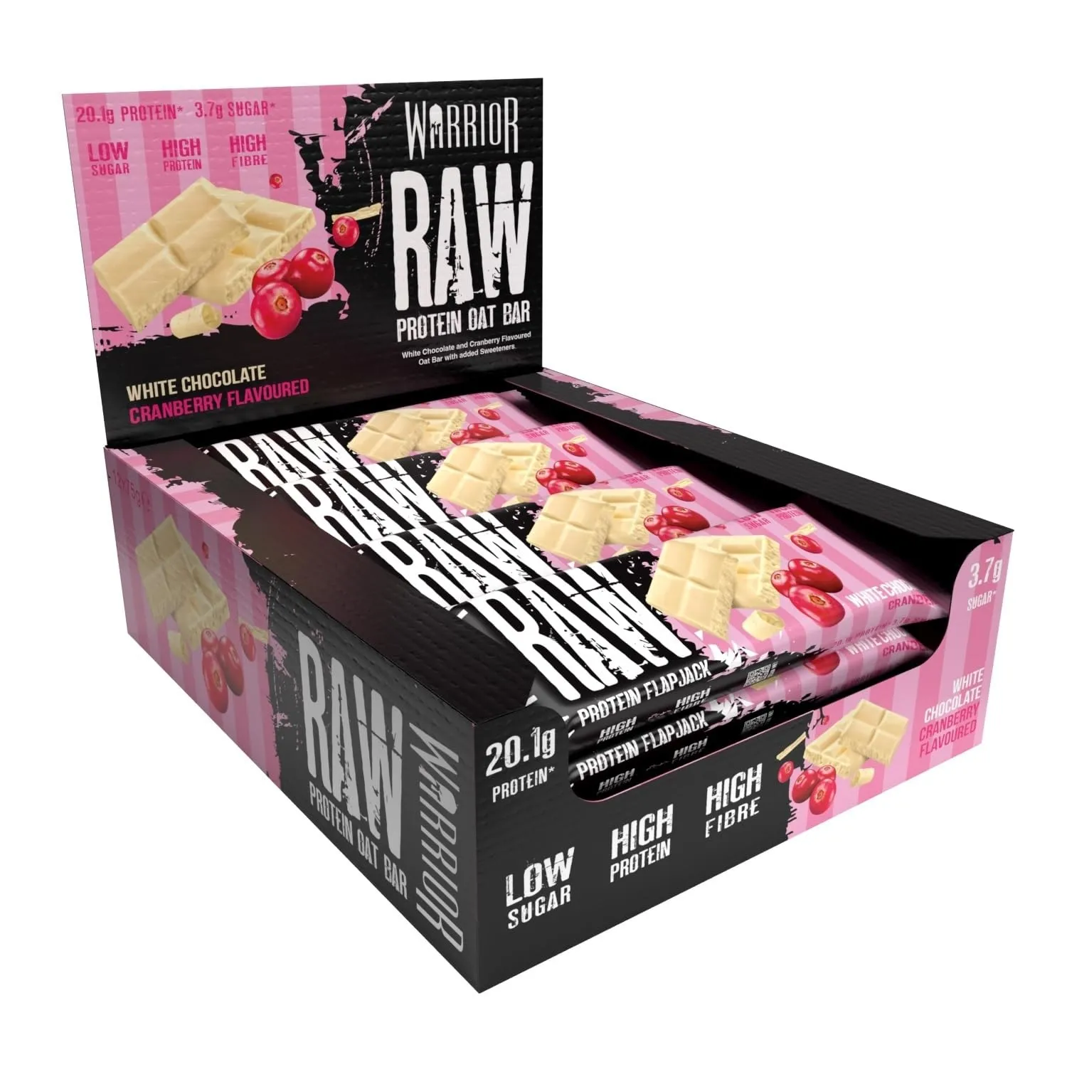 Warrior Raw Proteinriegel 12 x 75 g – Weiße Schokolade 12 Riegel, ballaststoffreich, mit Protein & Hafer, als Snack ode…