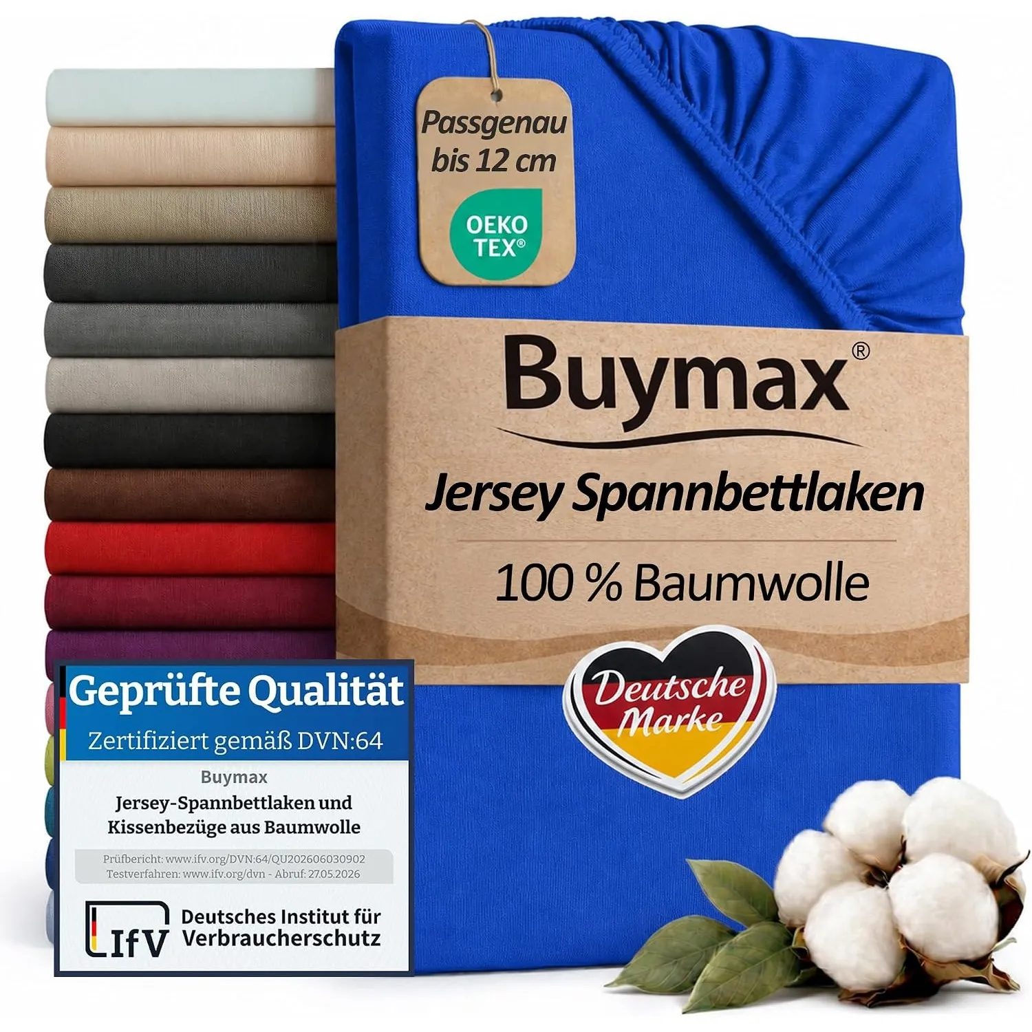 Buymax Topper Spannbettlaken 140x200 cm Spannbetttuch 100% Baumwolle Jersey für Matratzentopper bis 12 cm Matratzenhöhe…