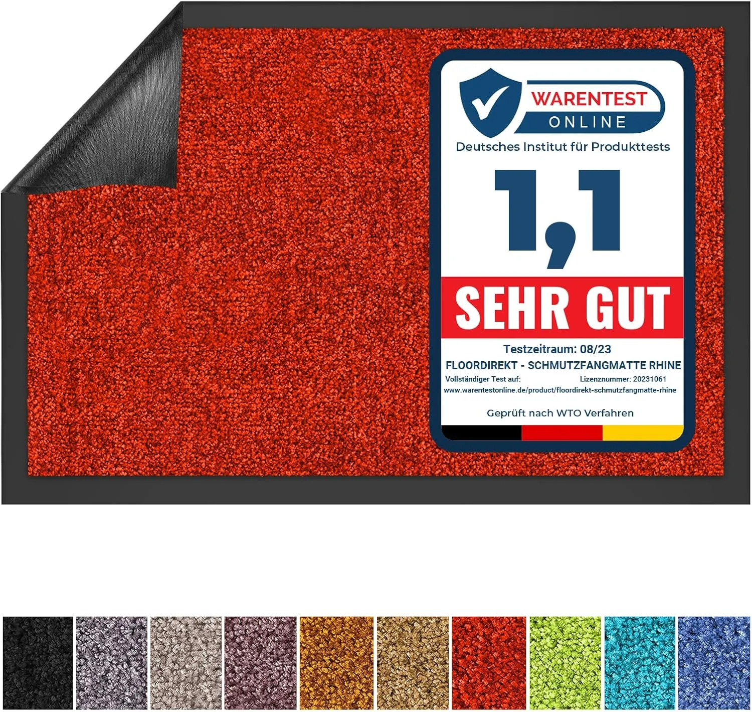 Floordirekt Schmutzfangmatte Rhine - waschbare & leistungsstarke Fußmatte - Sauberlaufmatte mit Rutschfester Rückseite …