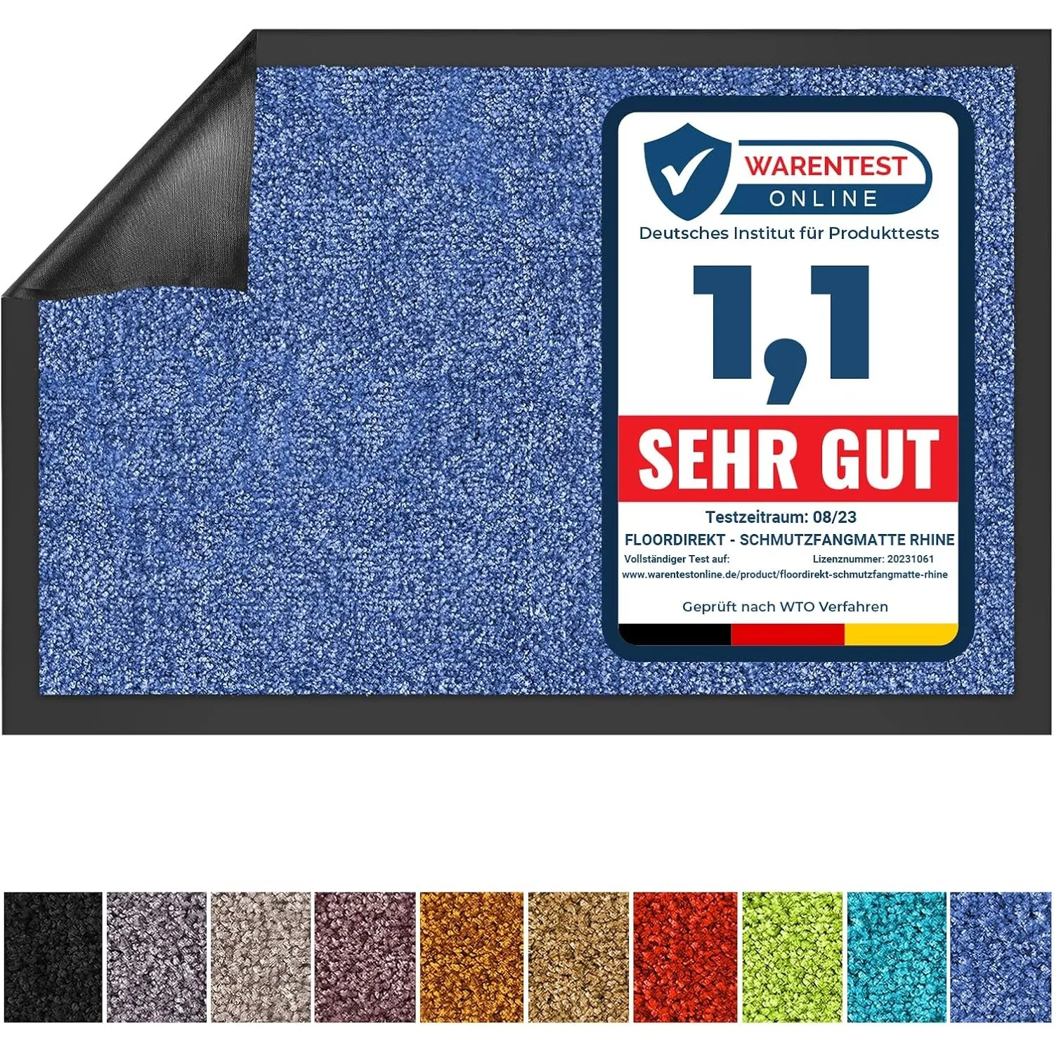 Floordirekt Schmutzfangmatte Rhine - waschbare & leistungsstarke Fußmatte - Sauberlaufmatte mit Rutschfester Rückseite …