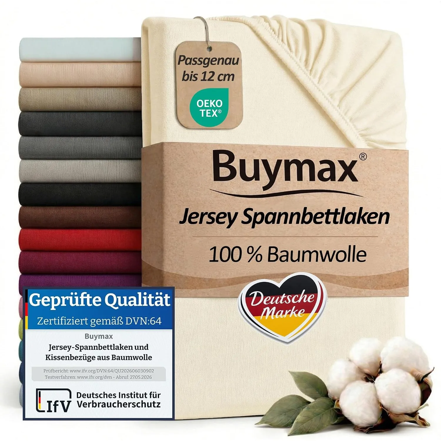 Buymax Topper Spannbettlaken 180x200 cm Spannbetttuch 100% Baumwolle Jersey für Matratzentopper bis 12 cm Matratzenhöhe…