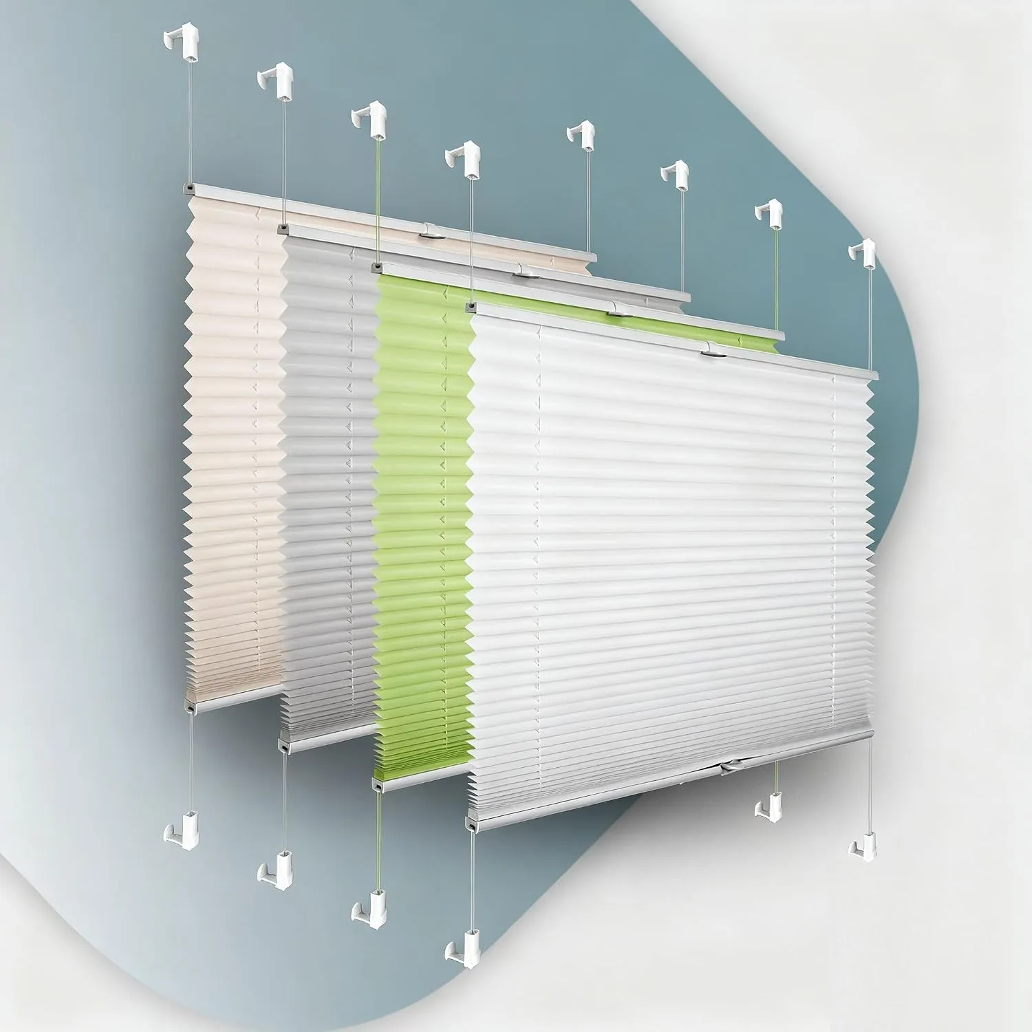 Buseu Plissee Klemmfix ohne Bohren 40x100cm Weiß Faltrollo Plisseerollo