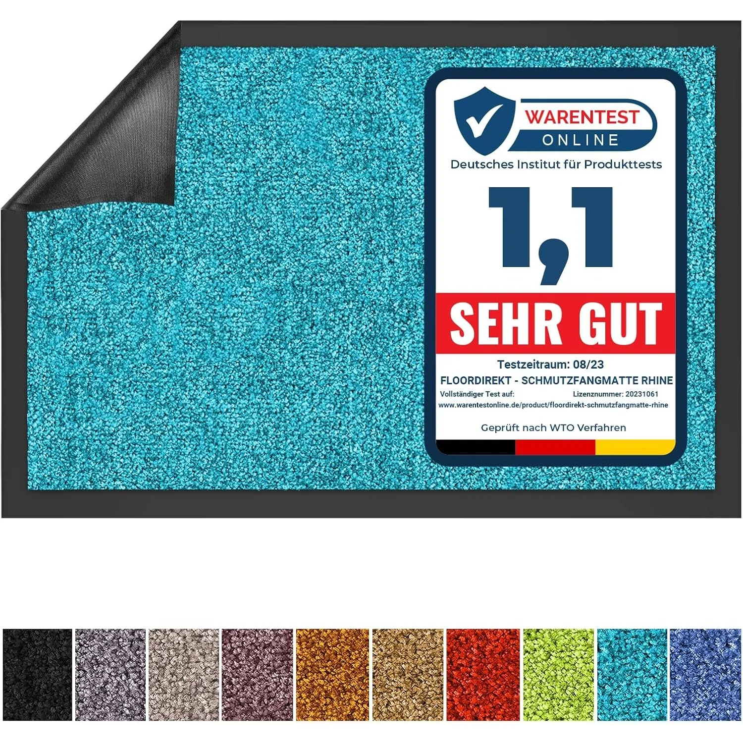 Floordirekt Schmutzfangmatte Rhine - waschbare & leistungsstarke Fußmatte - Sauberlaufmatte mit Rutschfester Rückseite …