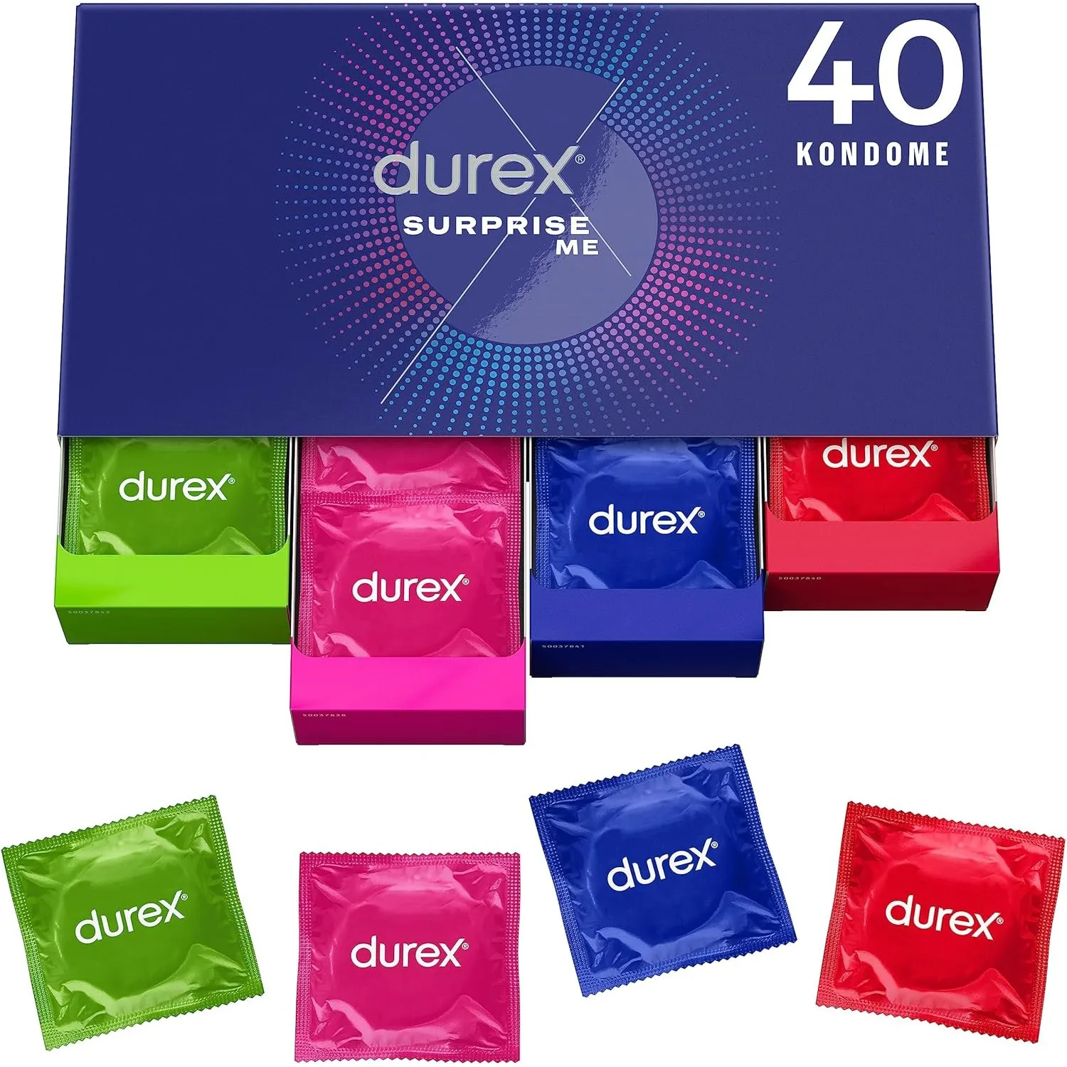 Durex Surprise Me Kondome 40 Stk, Mix Box, Vielfalt Pack