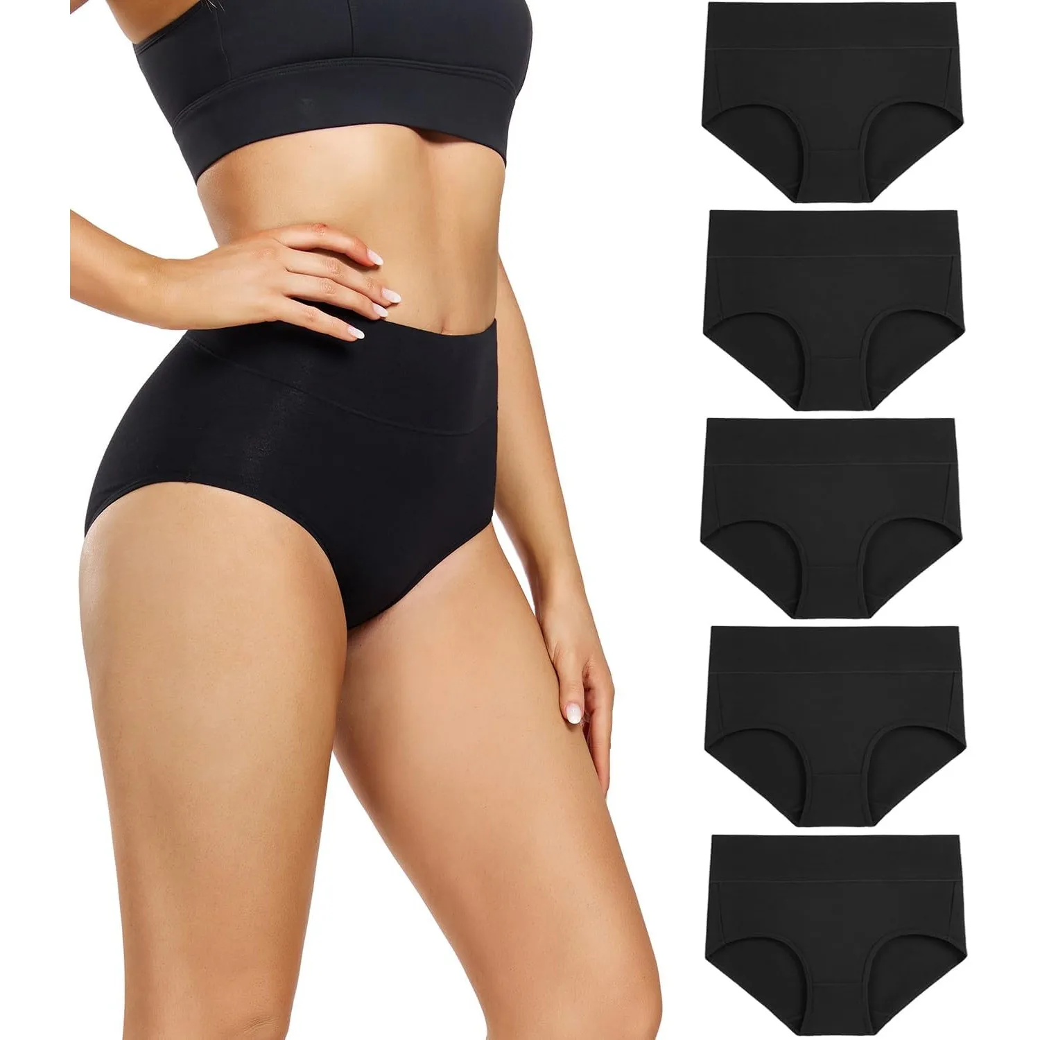 wirarpa Damen Unterhosen Baumwolle Unterwäsche Slips Damen Hohe Taille Taillenslip Weich Frauen 5er Pack