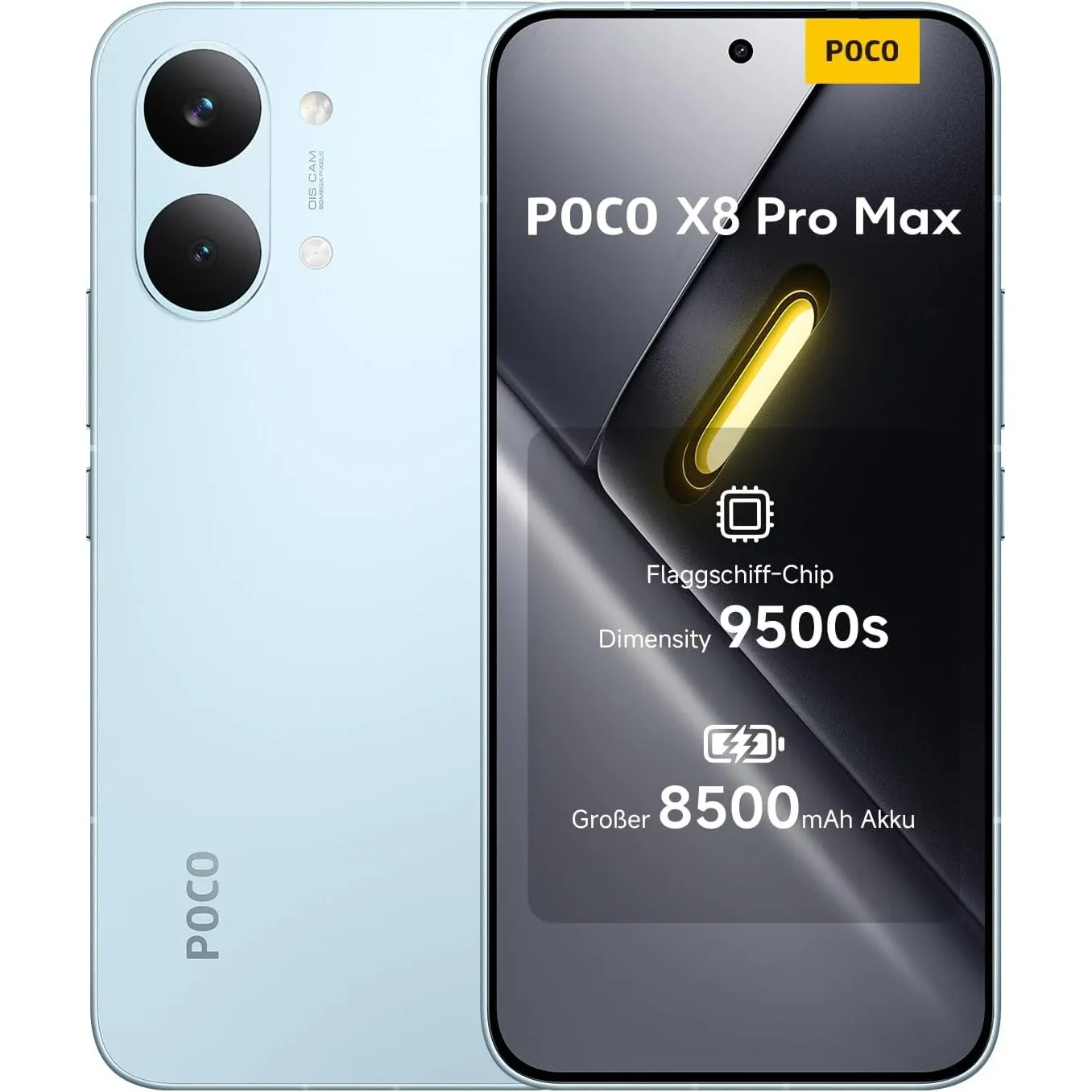 Xiaomi Poco X8 Pro Max 12+256GB, Unlocked, Dimensity 9500s, 8500mAh, 50MP Light Fusion 600 OIS, AMOLED, Blau, 3J Garant…