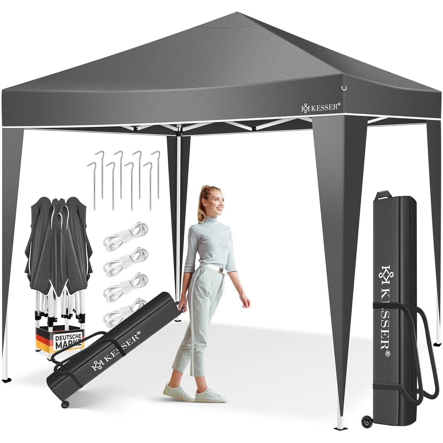 KESSER® Pavillon Faltpavillon 3x3m | Pop-Up Gartenpavillon Höhenverstellbar Stabil Wasserdicht Winterfest | Partyzelt F…