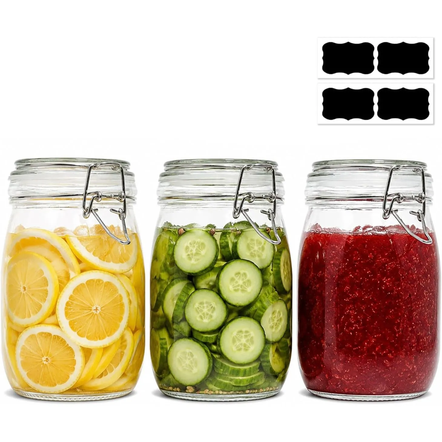 ComSaf Einmachgläser mit Bügelverschluss 1 L 3er Set, runde Vorratsgläser