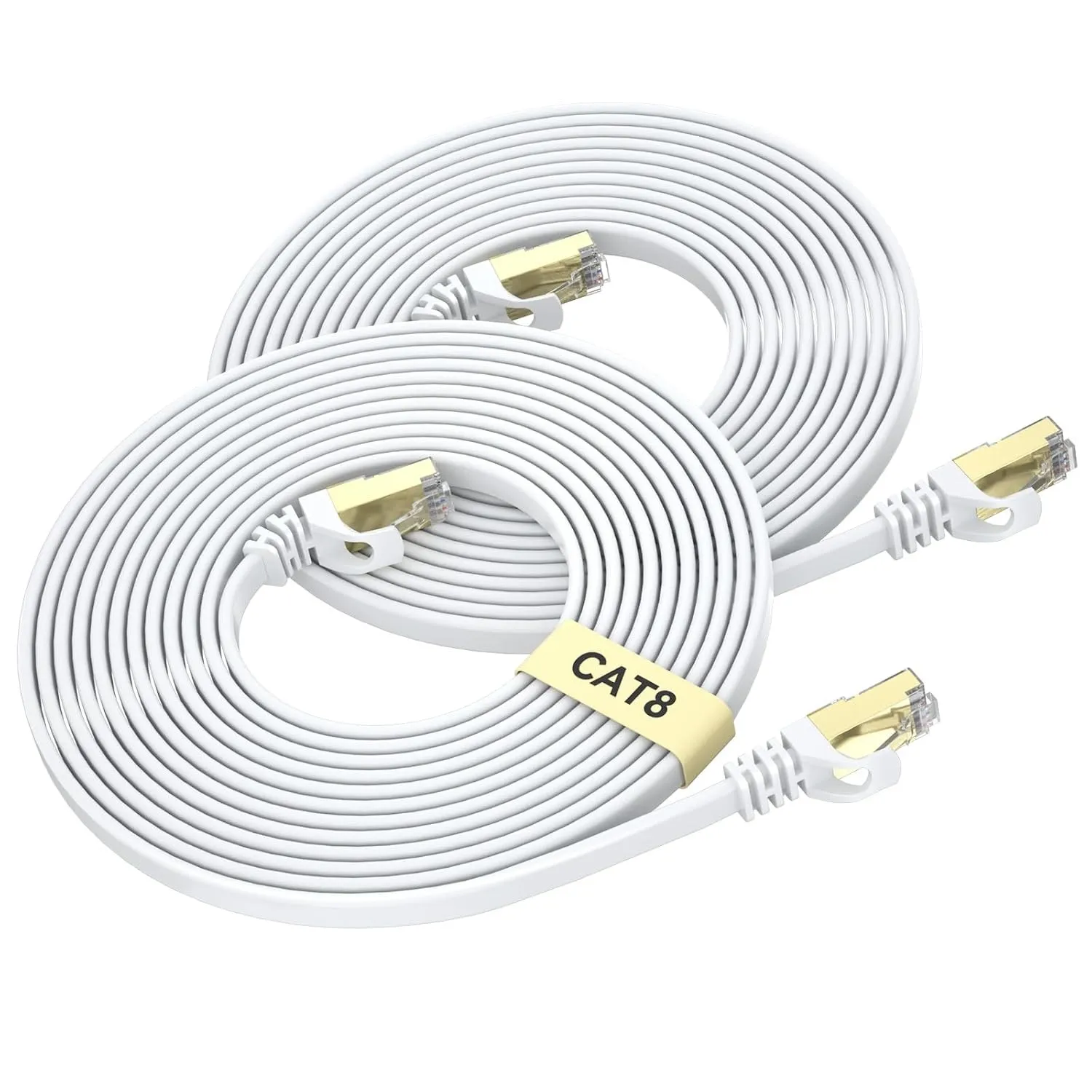BUSOHE Cat 8 LAN Kabel 2M 2-Stück, 40Gbps Flach Netzwerkkabel Ethernet Weiß | Hochgeschwindigkeits Gigabit RJ45 Patchka…